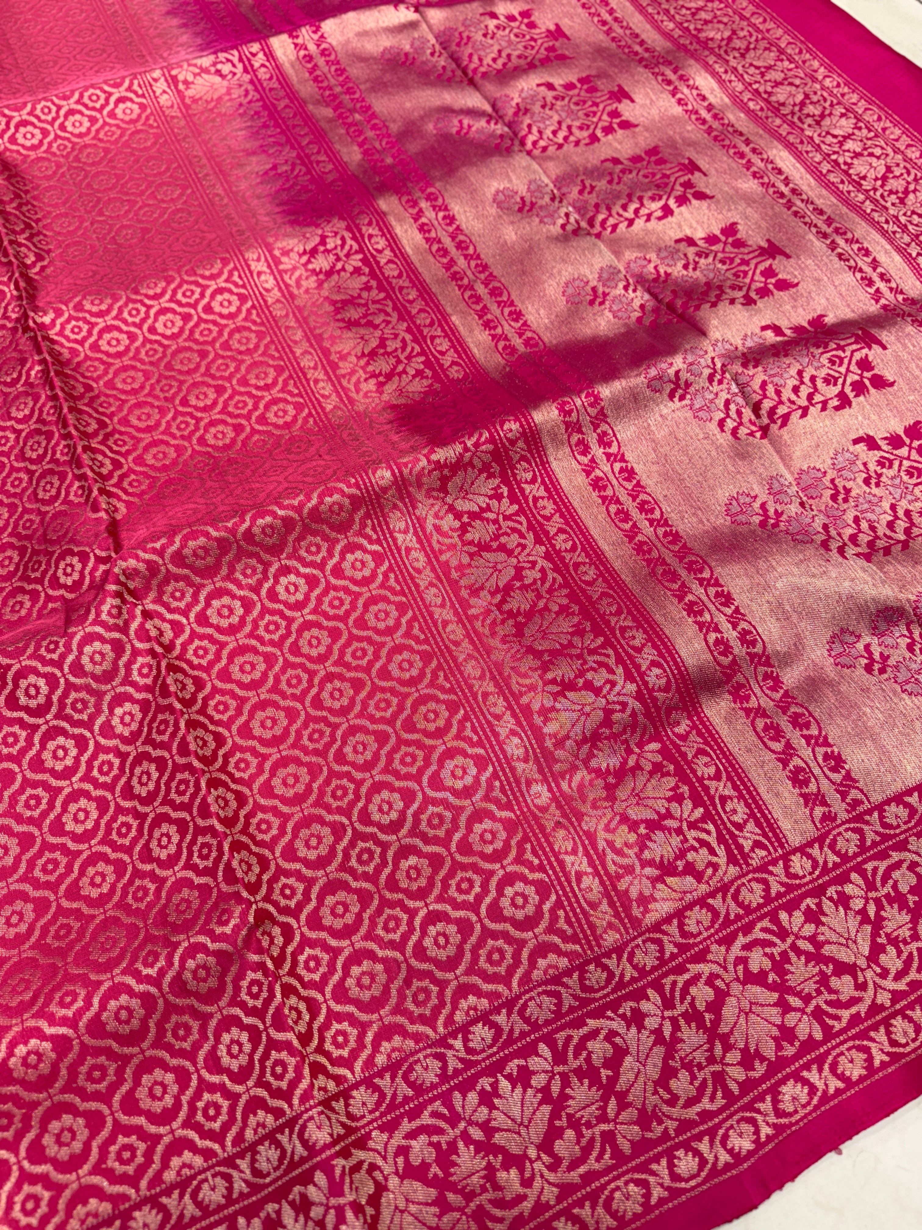 Rani Pink Contemporary Handloom Kanchipuram Pure Silk Saree