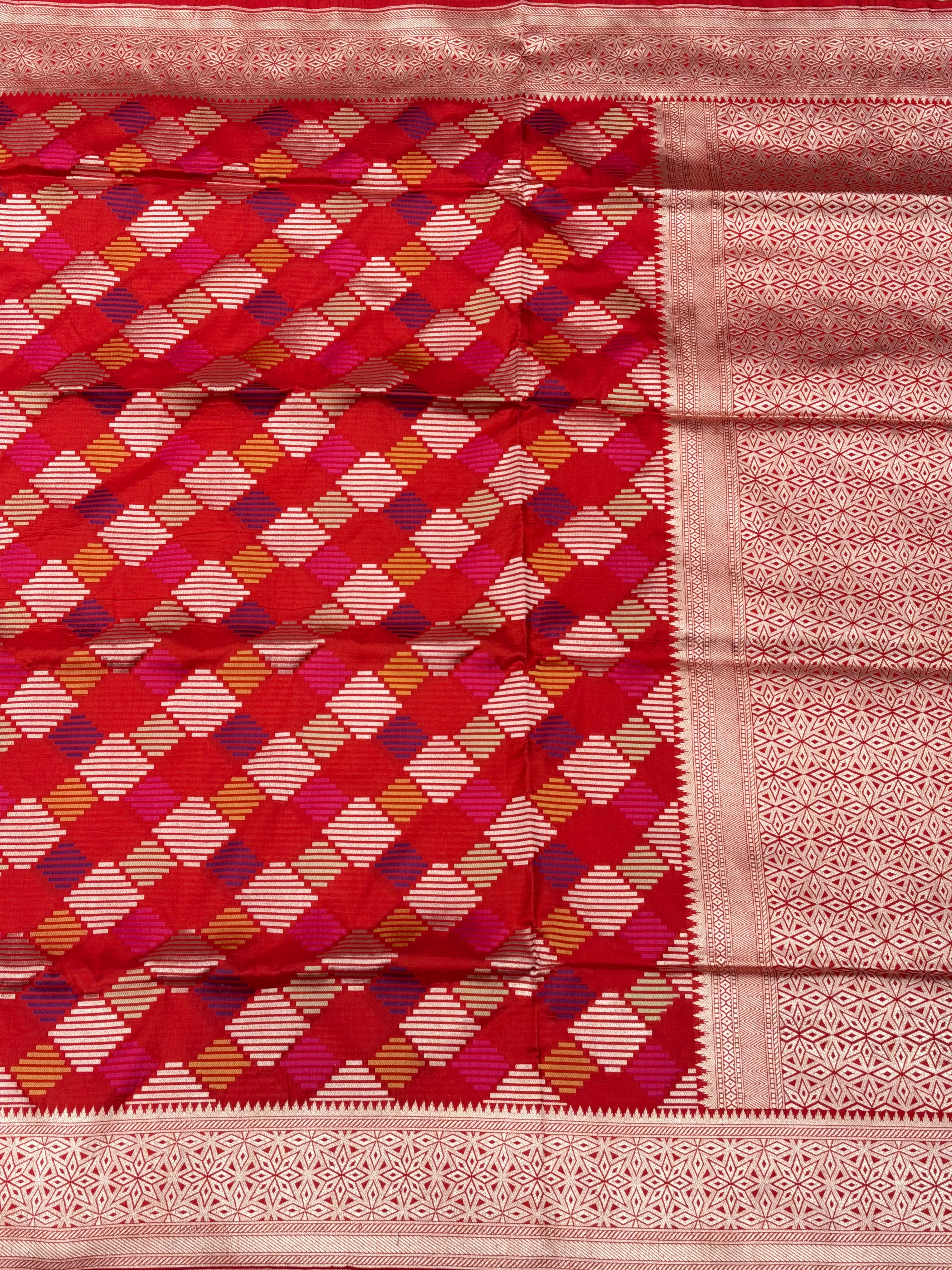 Red Rangkat Katan Banarasi Handloom Saree