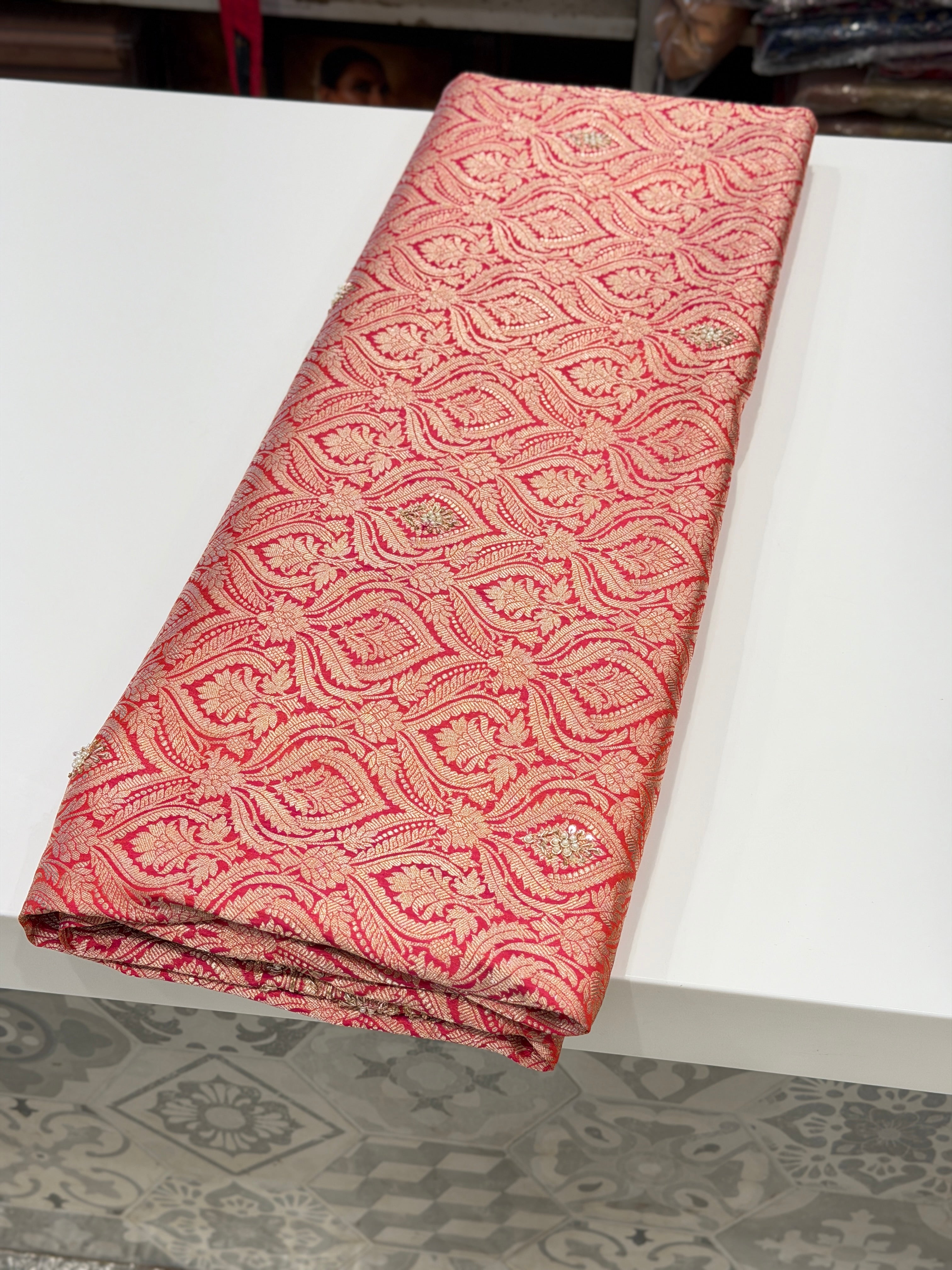 Cross Rani Banarasi Katan Zardosi Hand Embroidery Saree