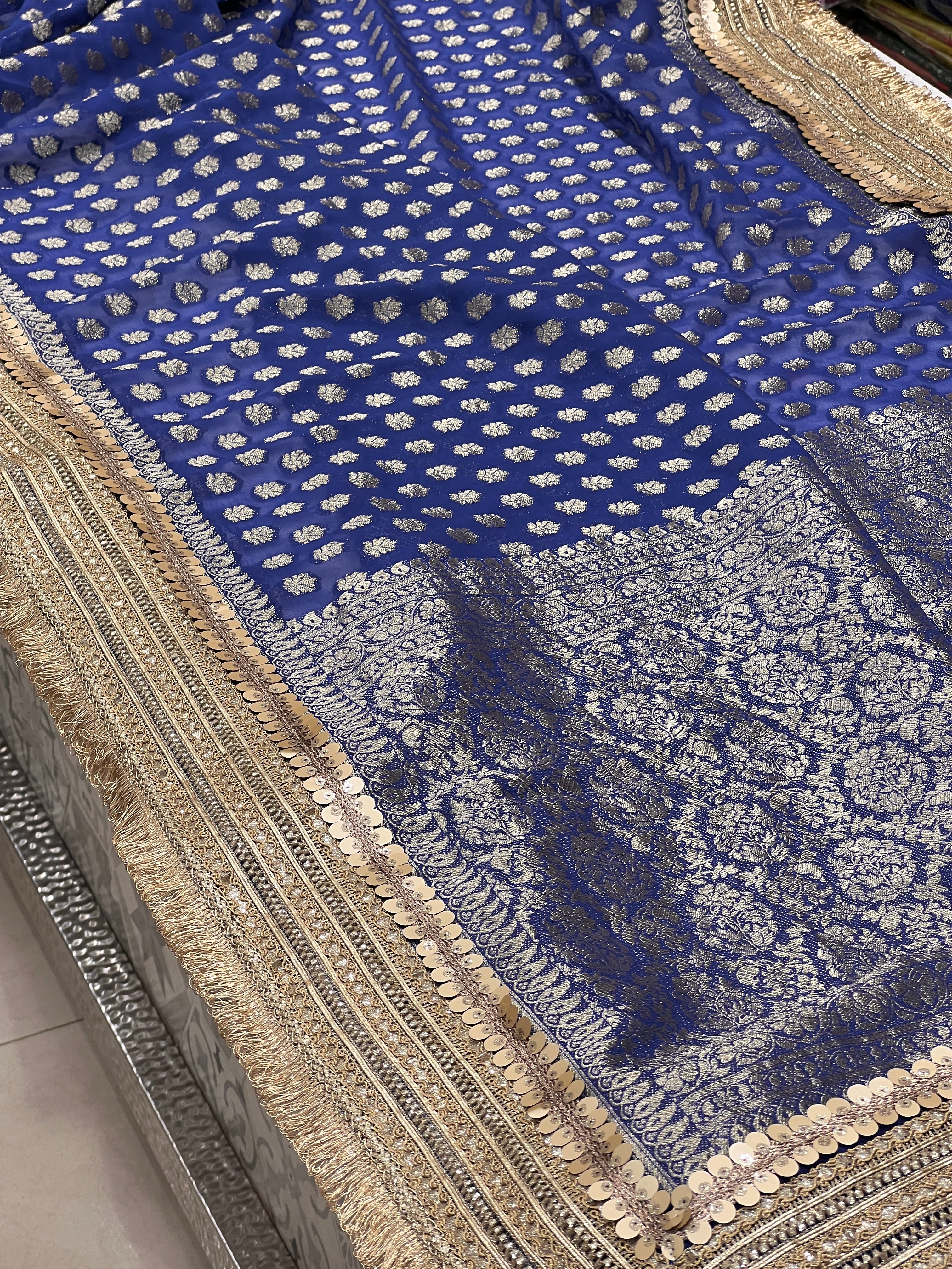 Blue Georgette Butti Maharani Edit Saree