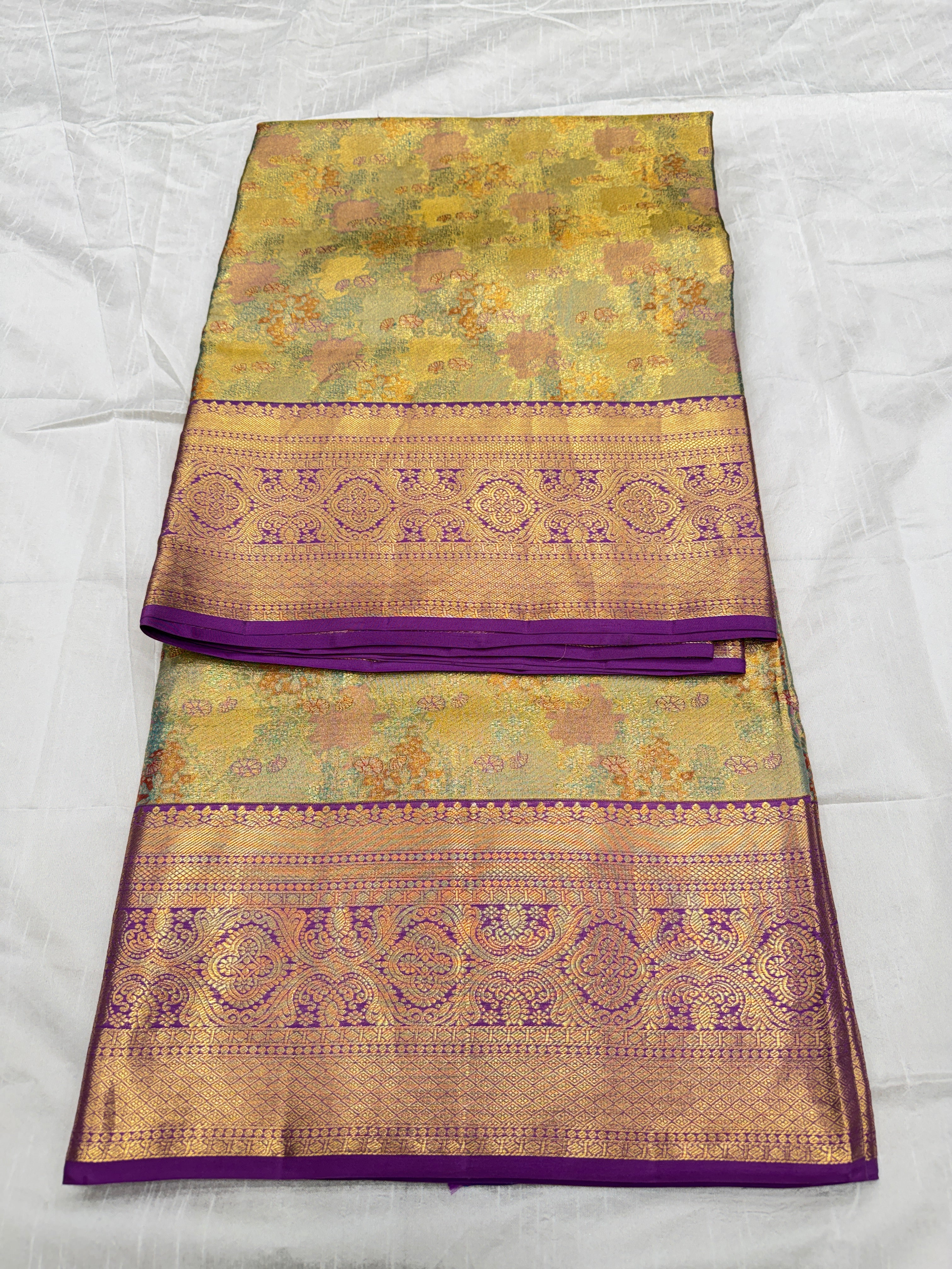Violet Meenakari Handloom Kanjivaram Tissue Silk Saree