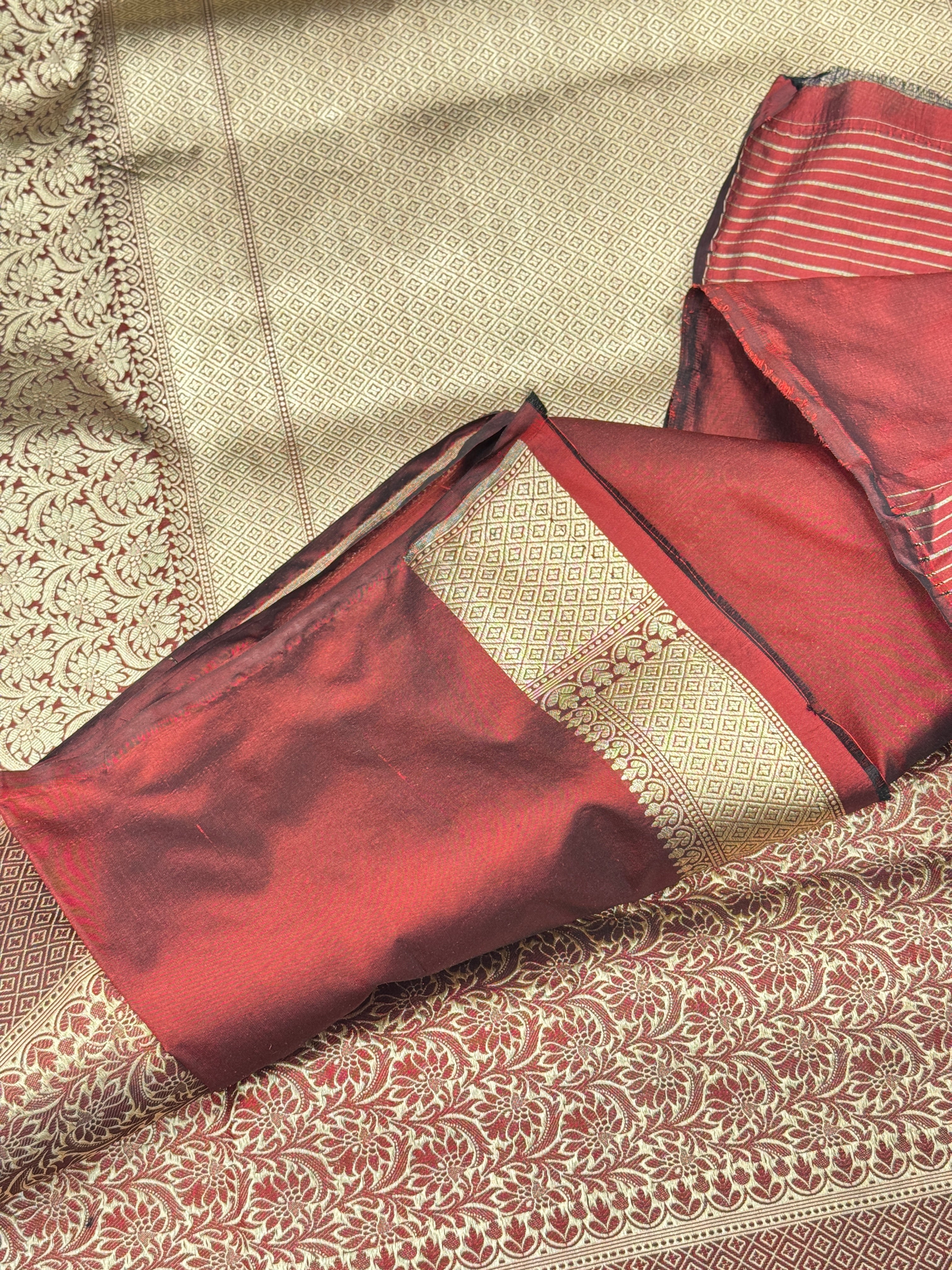 Dark Maroon Handloom Banarasi Katan Silk Saree