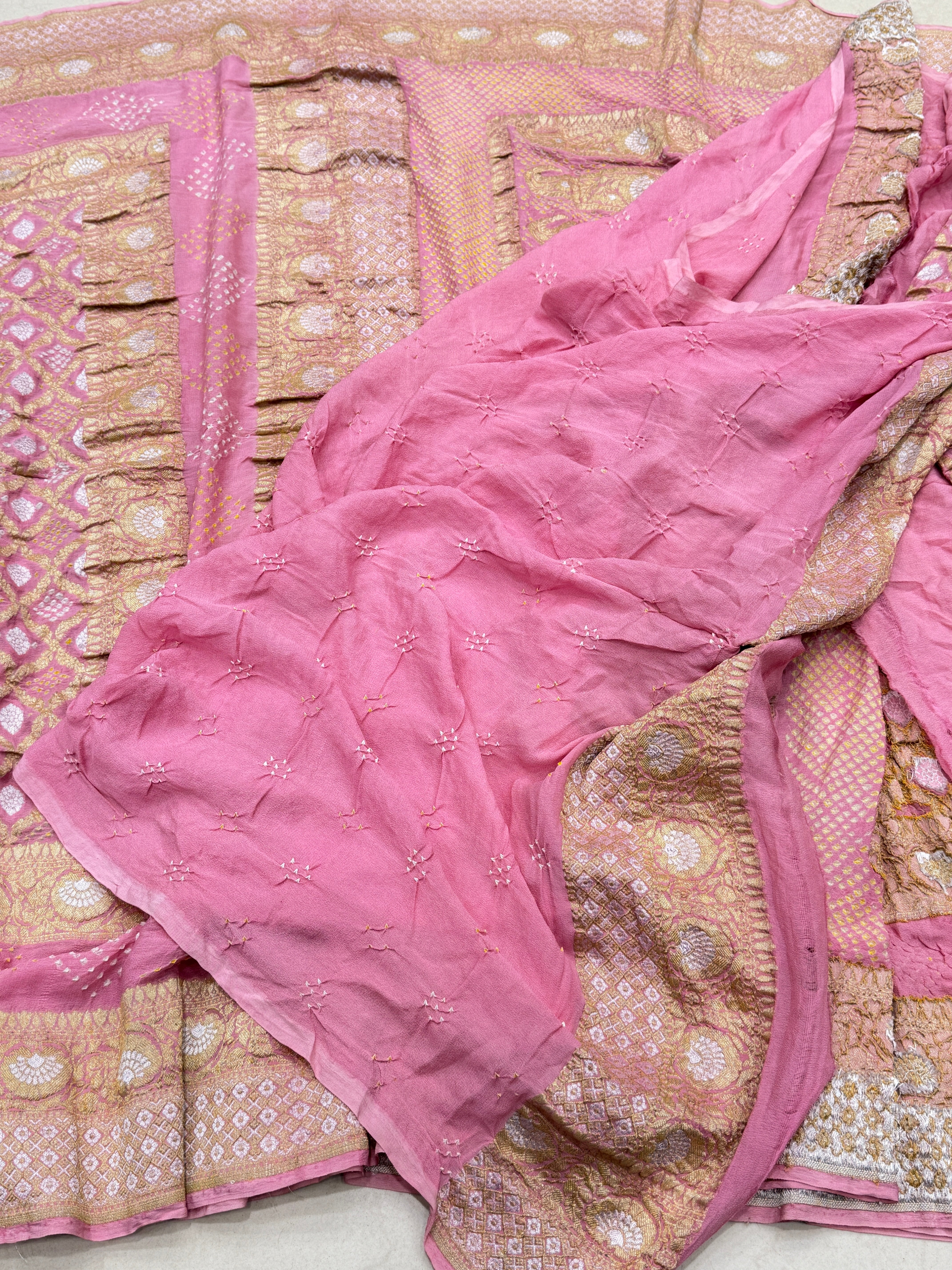 Light Pink Sona Roopa Rai Bandhej Kadwa Weave Saree