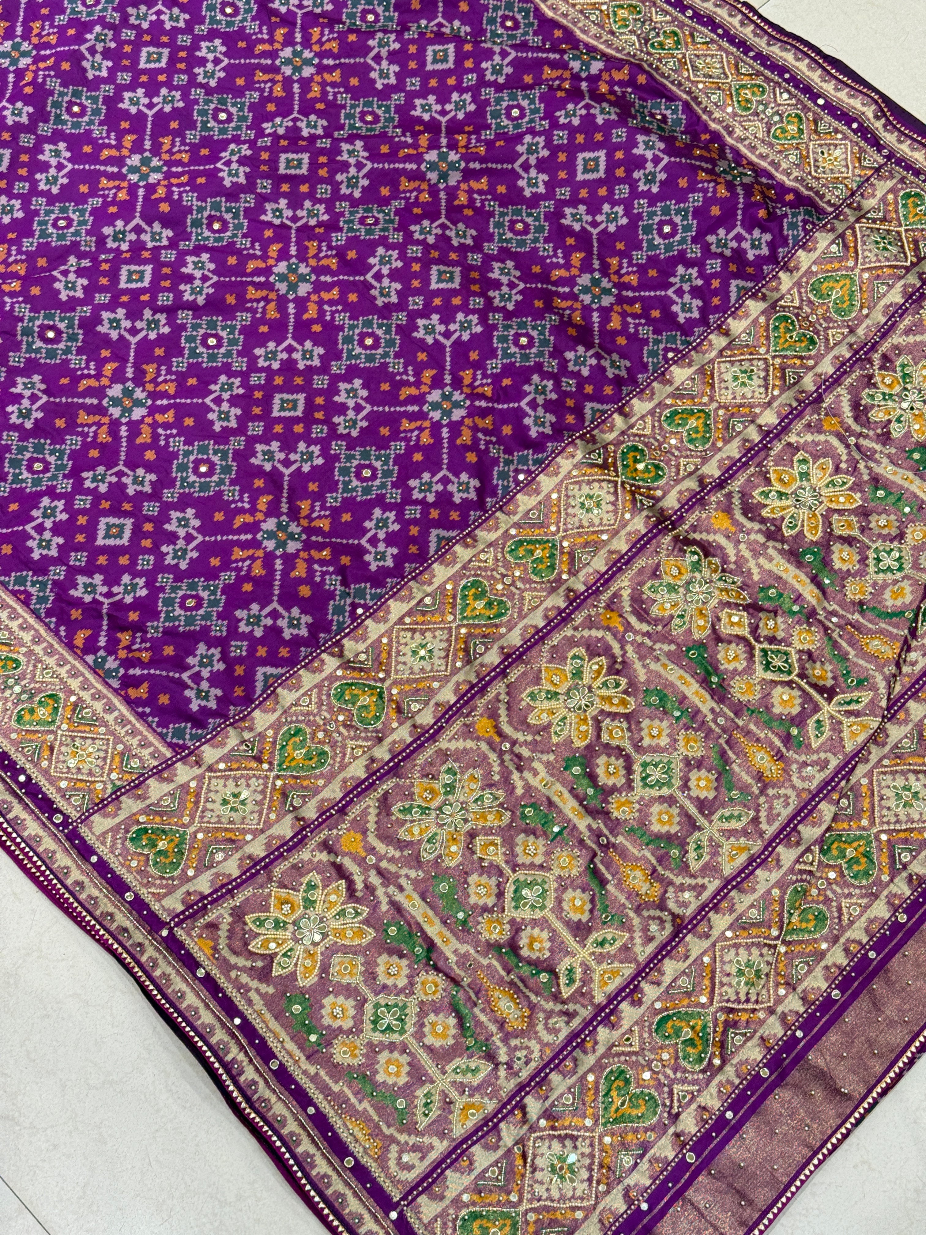Violet Patola 2.0 Moti Hand Embroidery Saree