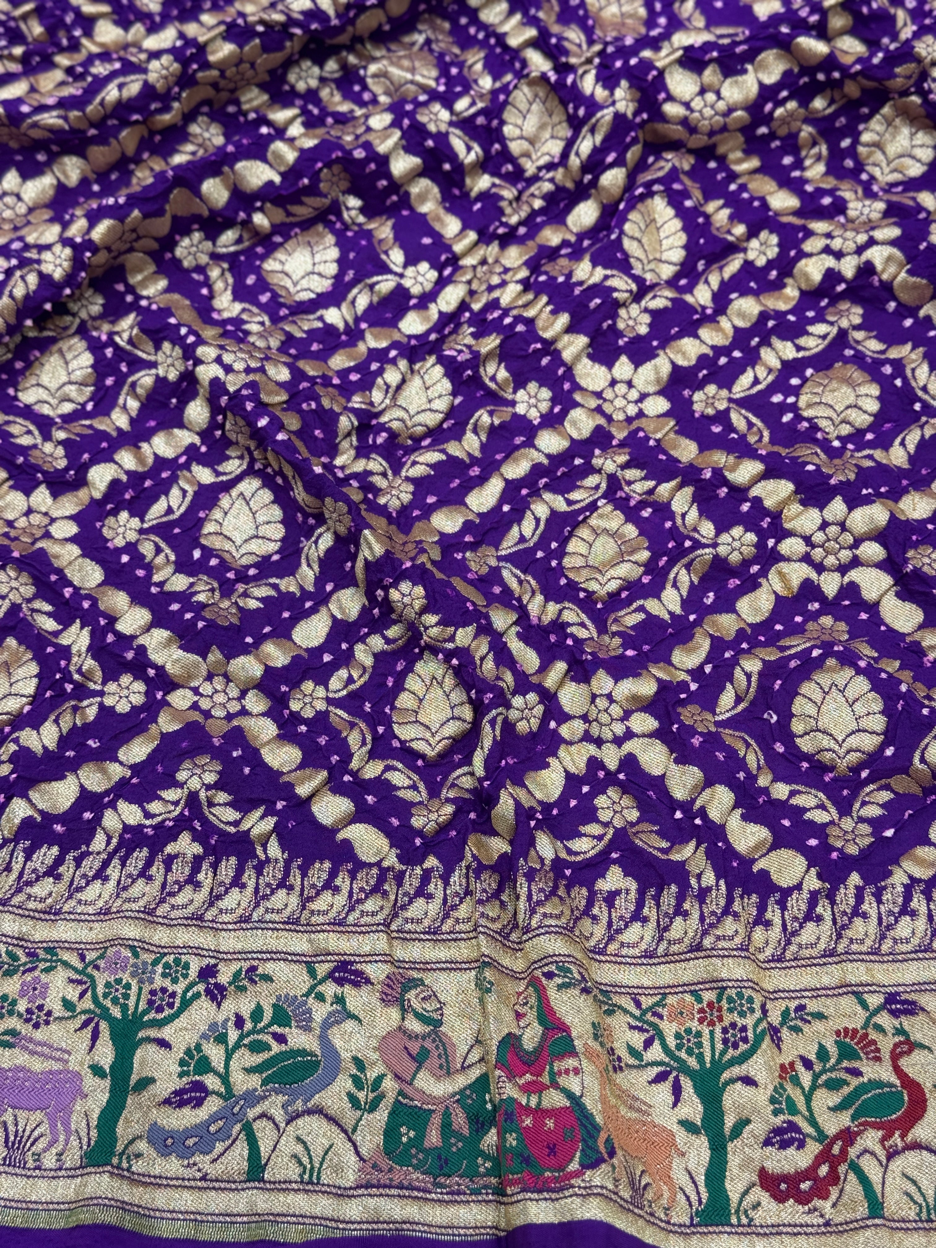Violet Meenakari Rai Forest Theme Bandhej Saree