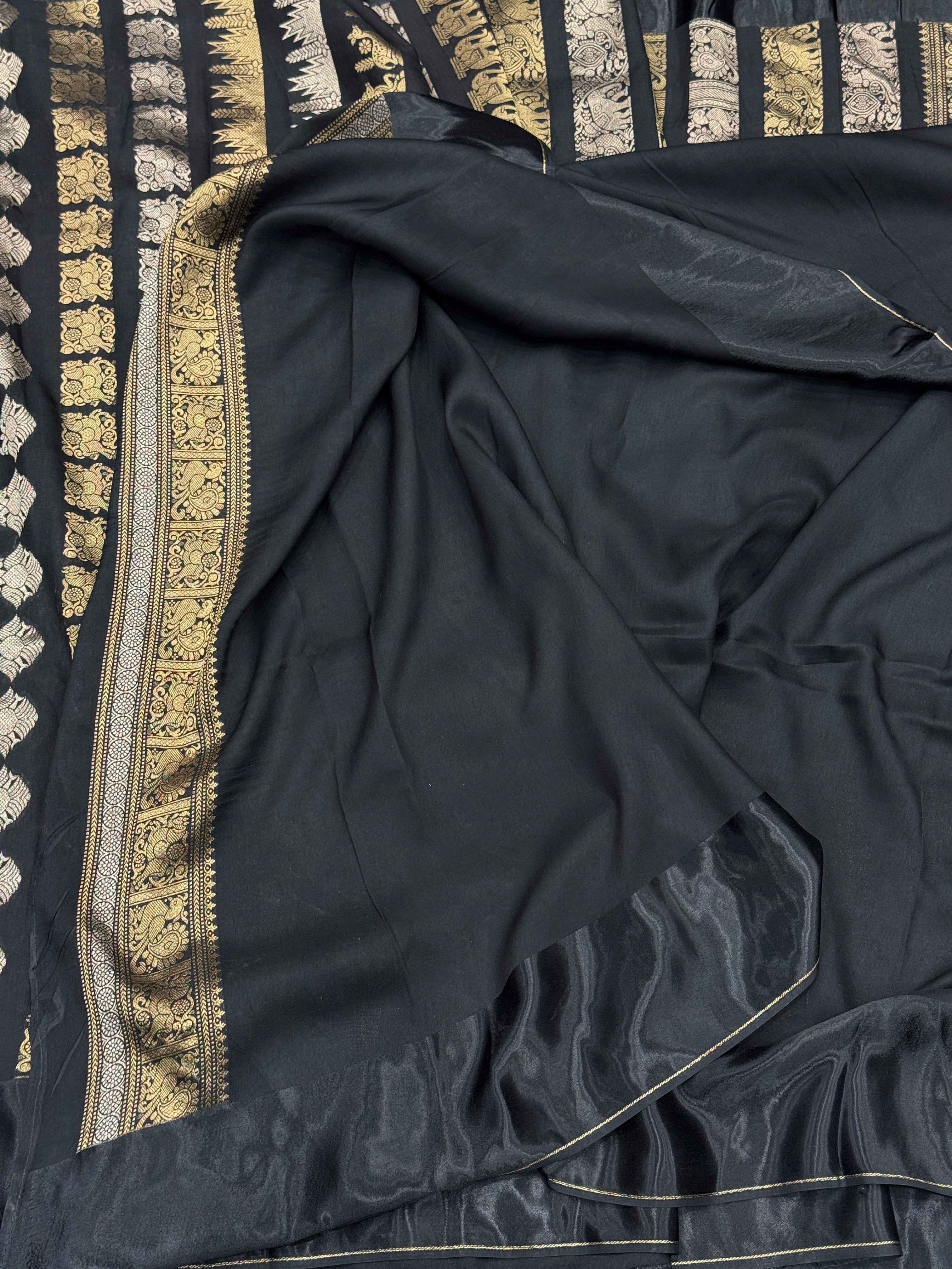 Nita Ambani Inspired Black Contemporary Banarasi Saree