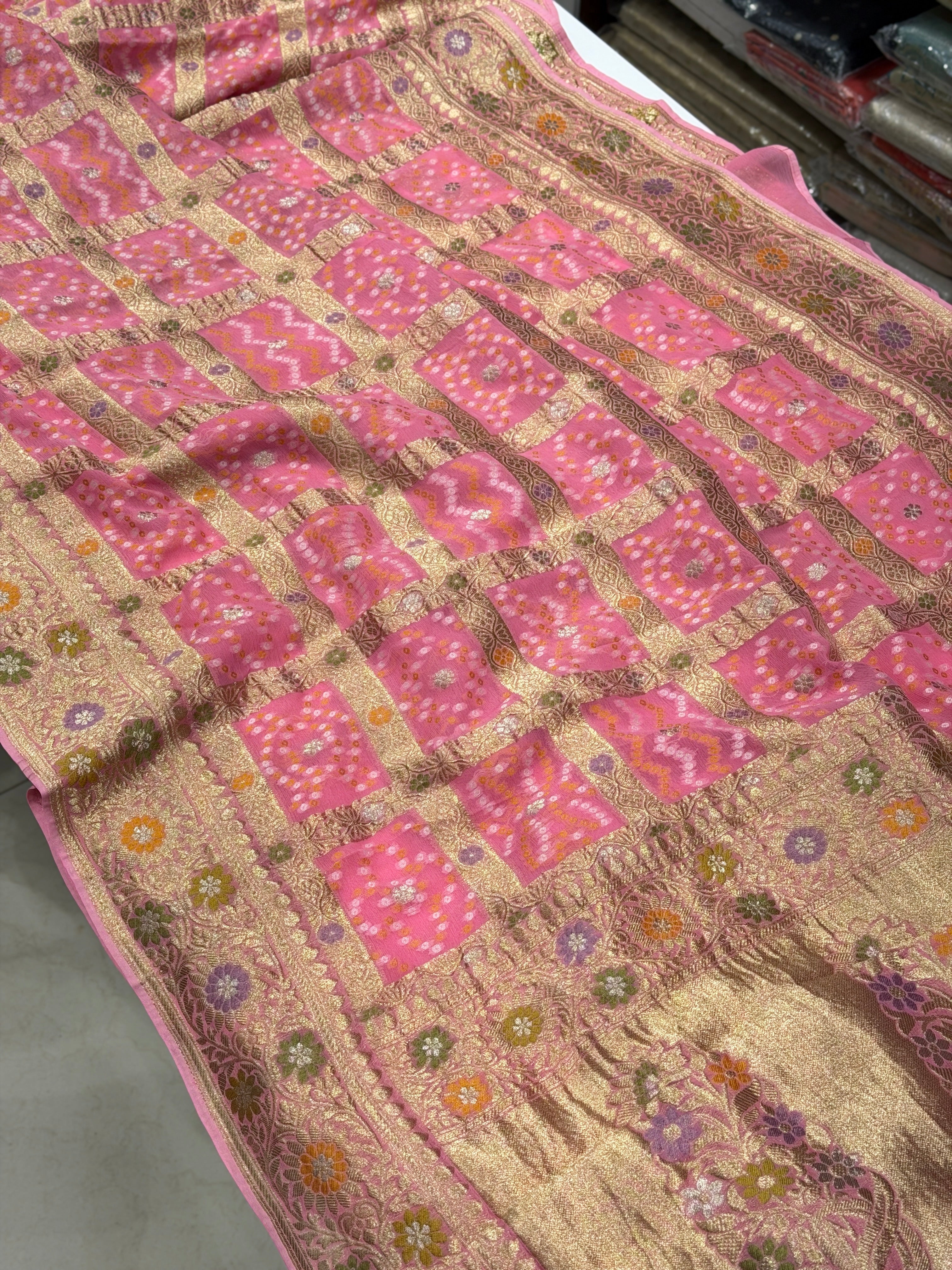 Light Pink Meenakari Gharchola Georgette Saree