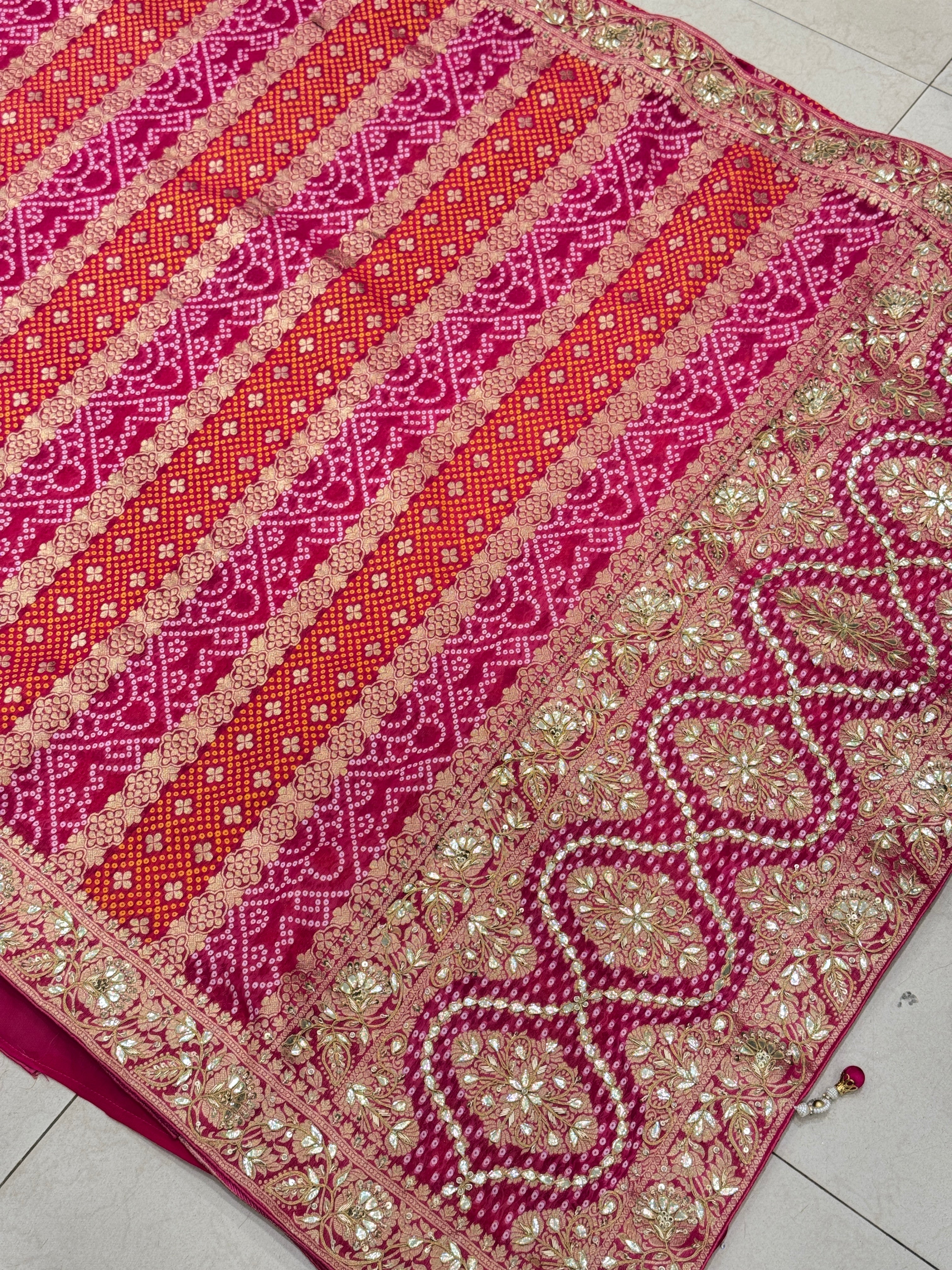 Rani Gotapatti Woven Bandhej Saree