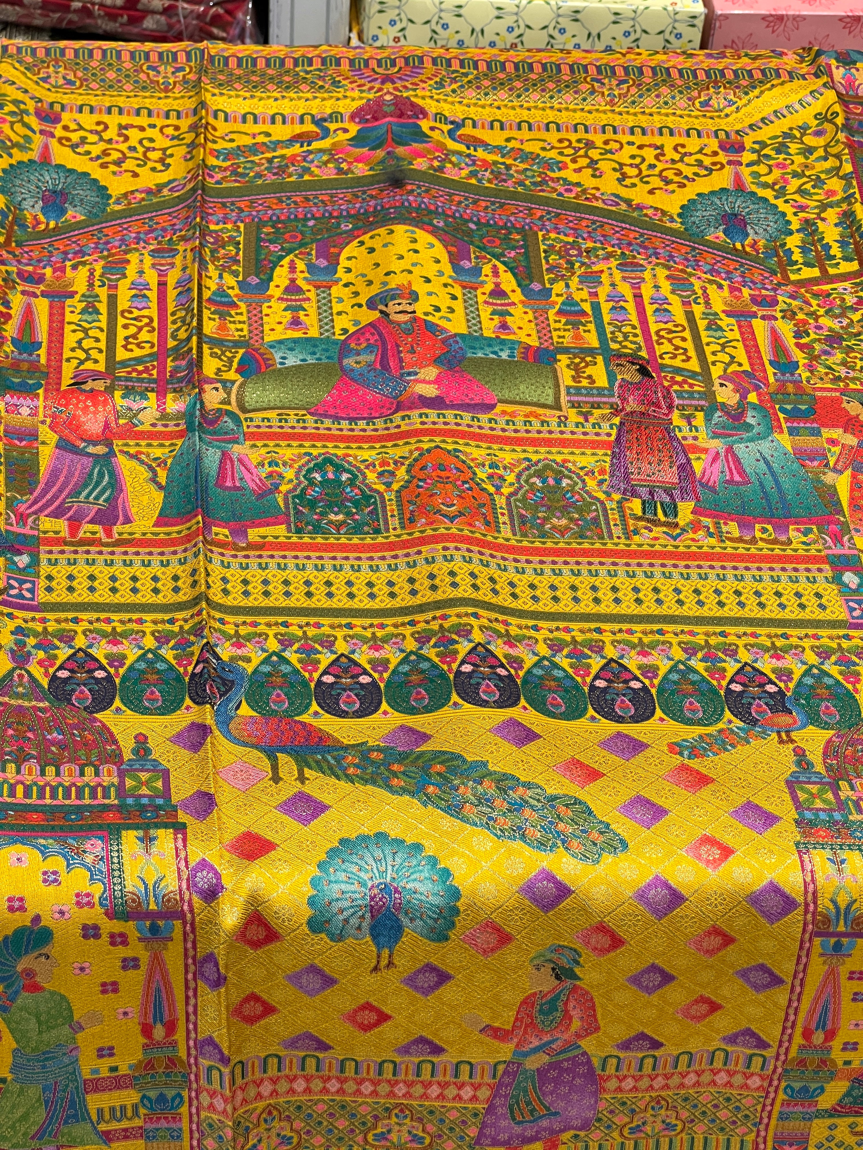 Yellow Pashmina Style Darbar Silk Saree