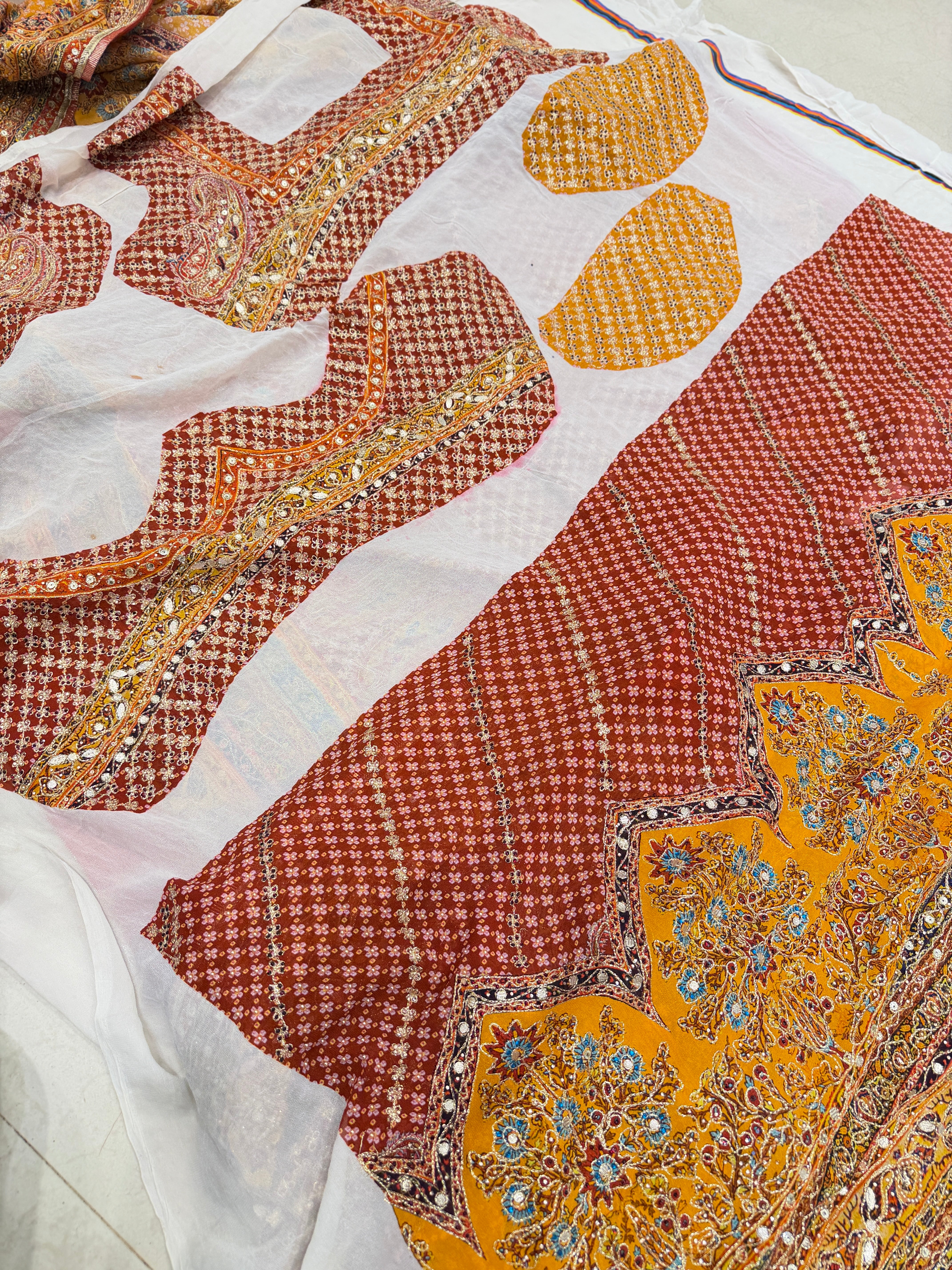 Mustard Yellow TT inspired Banarasi Crepe Hand Embroidery Saree