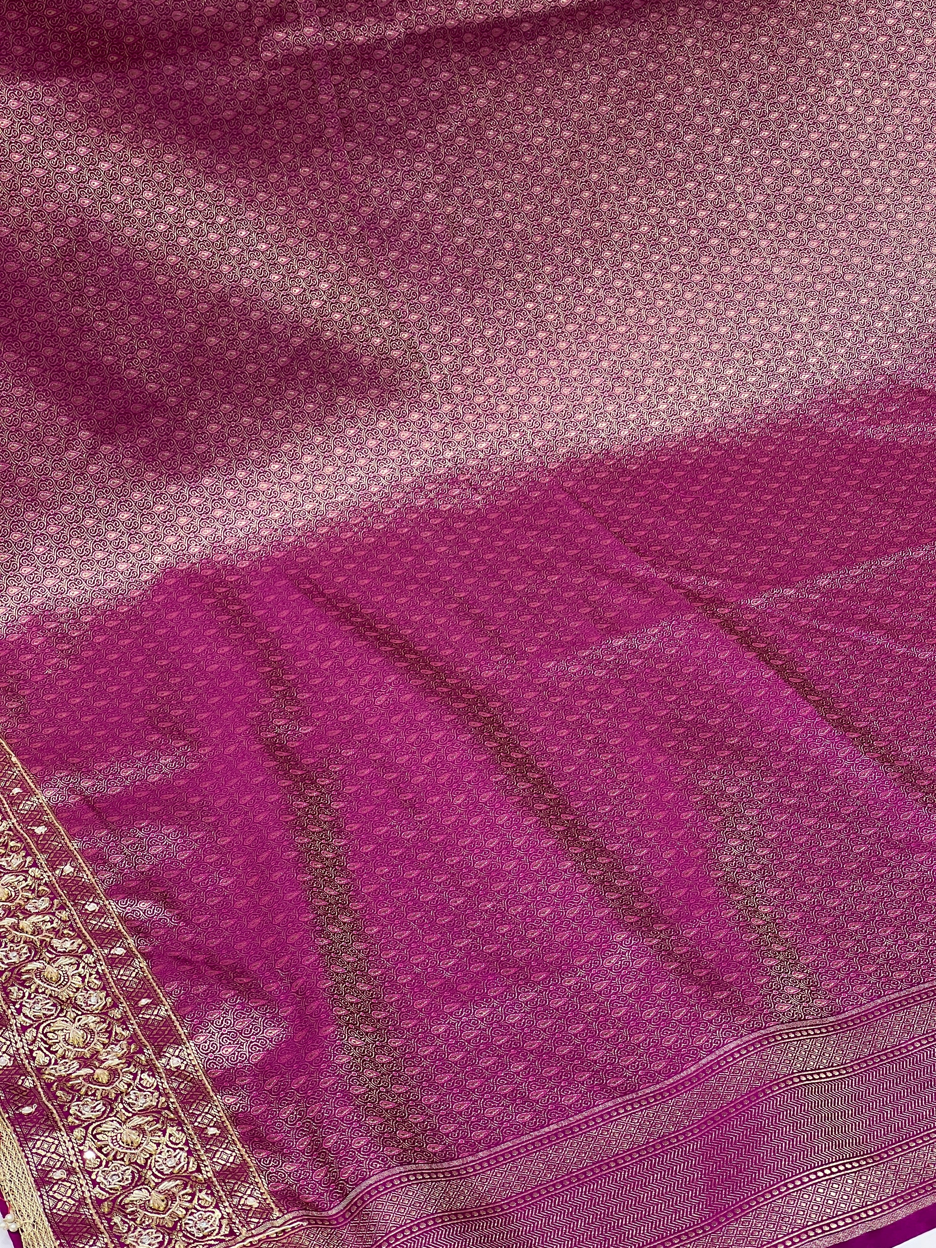 Violet Banarasi Small Jaal Hand Embroidery