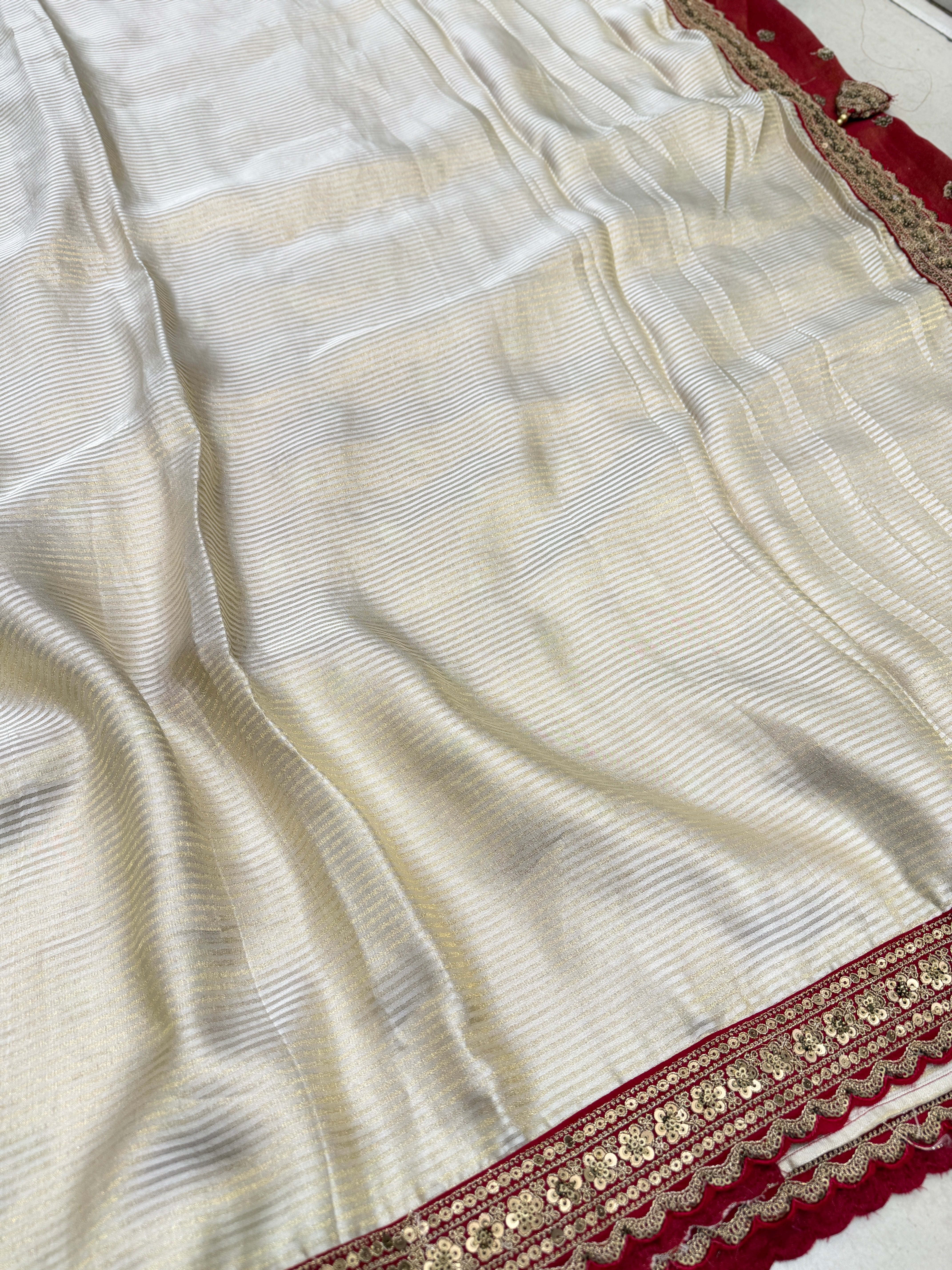 Golden Sabyasachi Inspired Crepe Tissue Contrast Blouse Saree