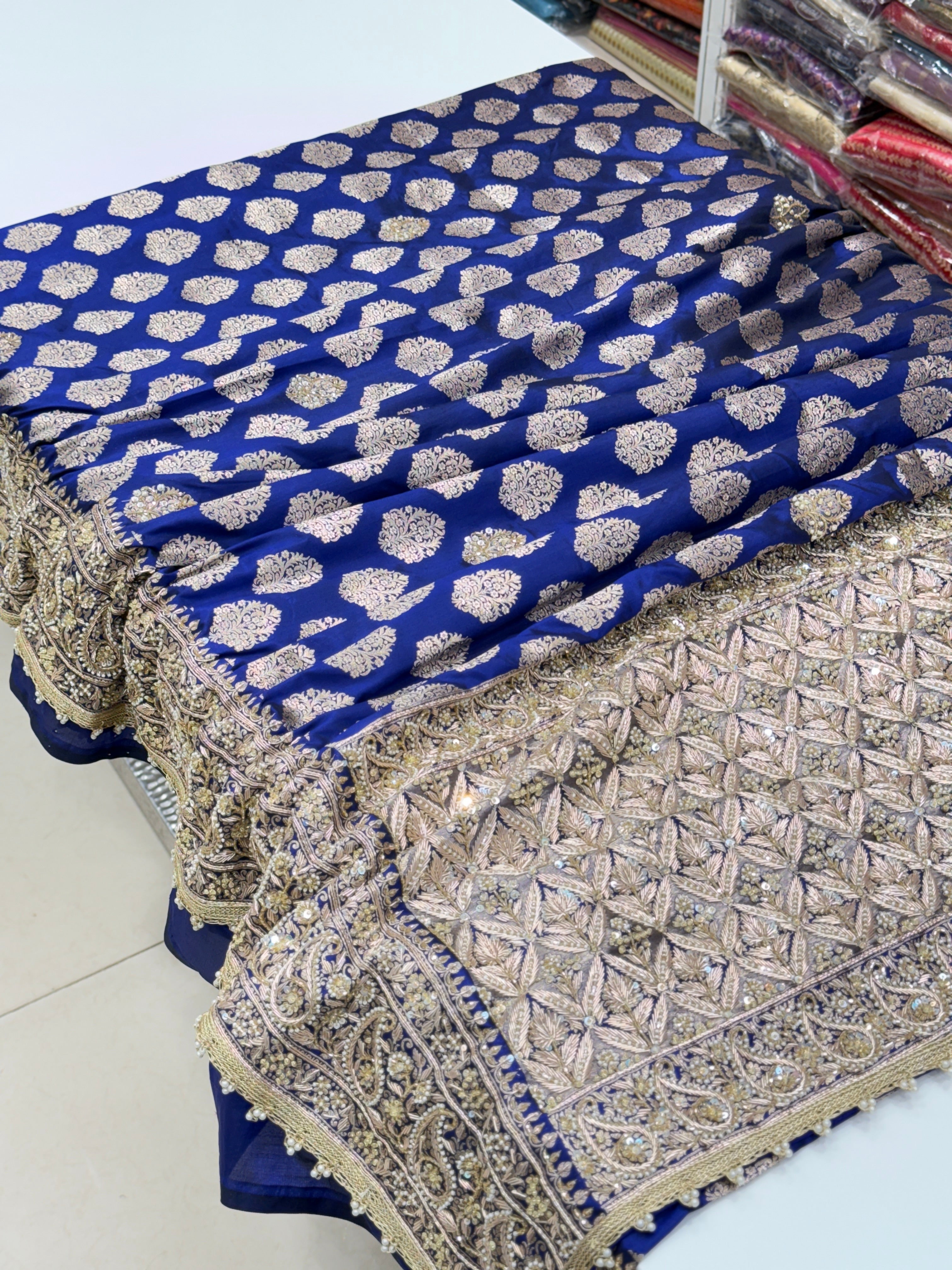 Blue Katan Zardosi Banarasi Saree