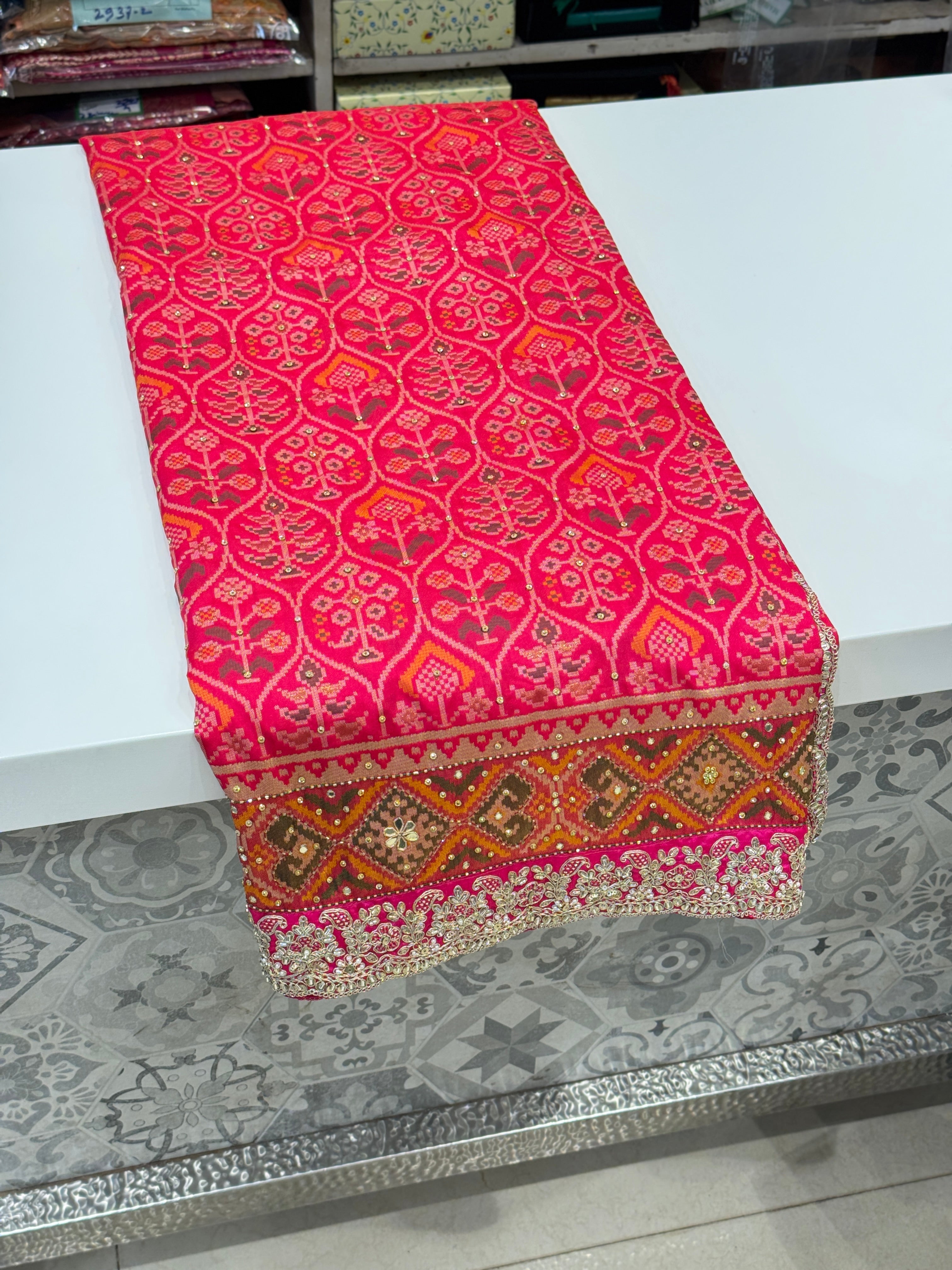 Rani Pink Patola Embroidery Saree Maharani Edit