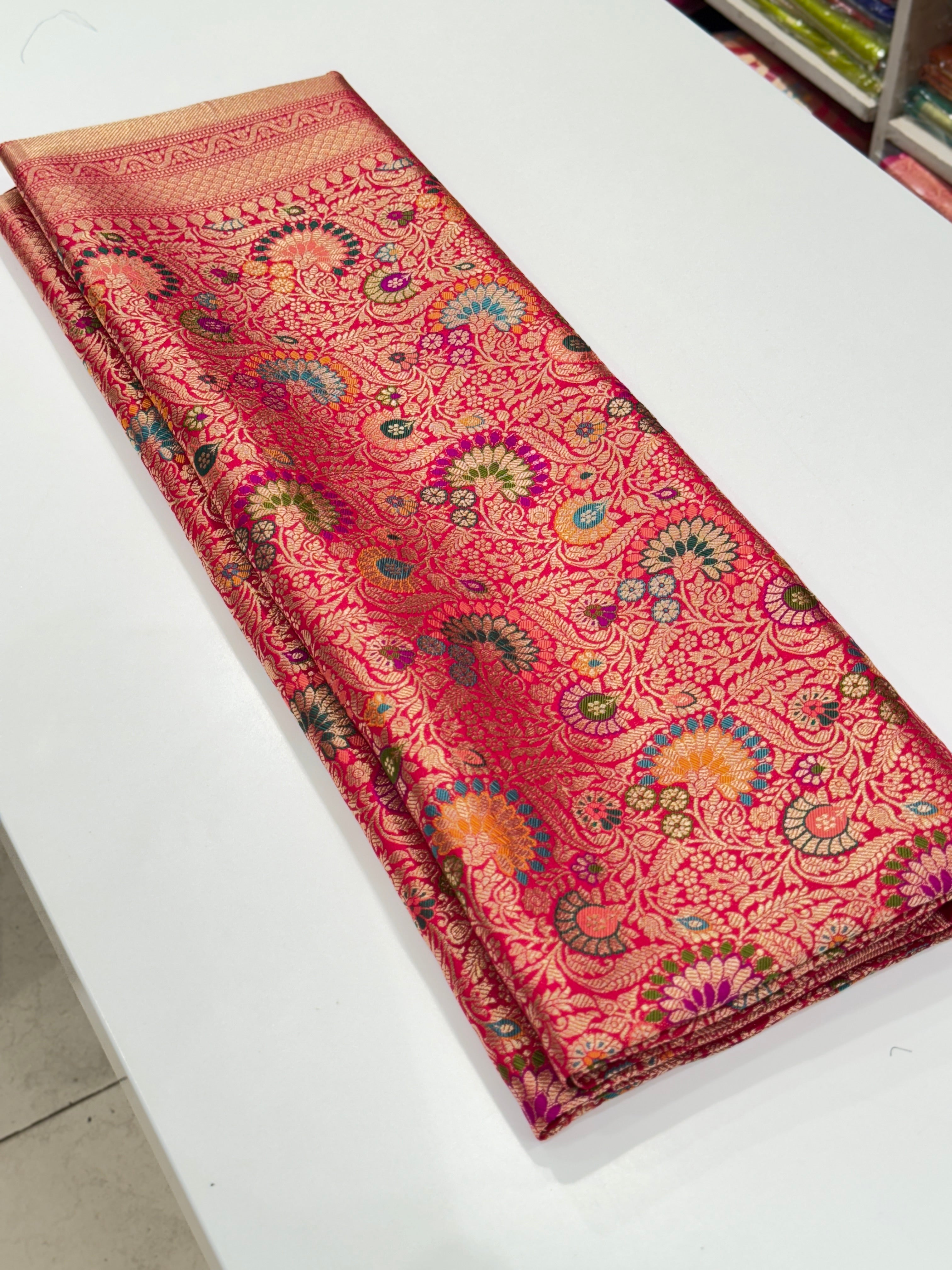 Rani Banarasi Khinkwab Meenakari Woven Silk Saree
