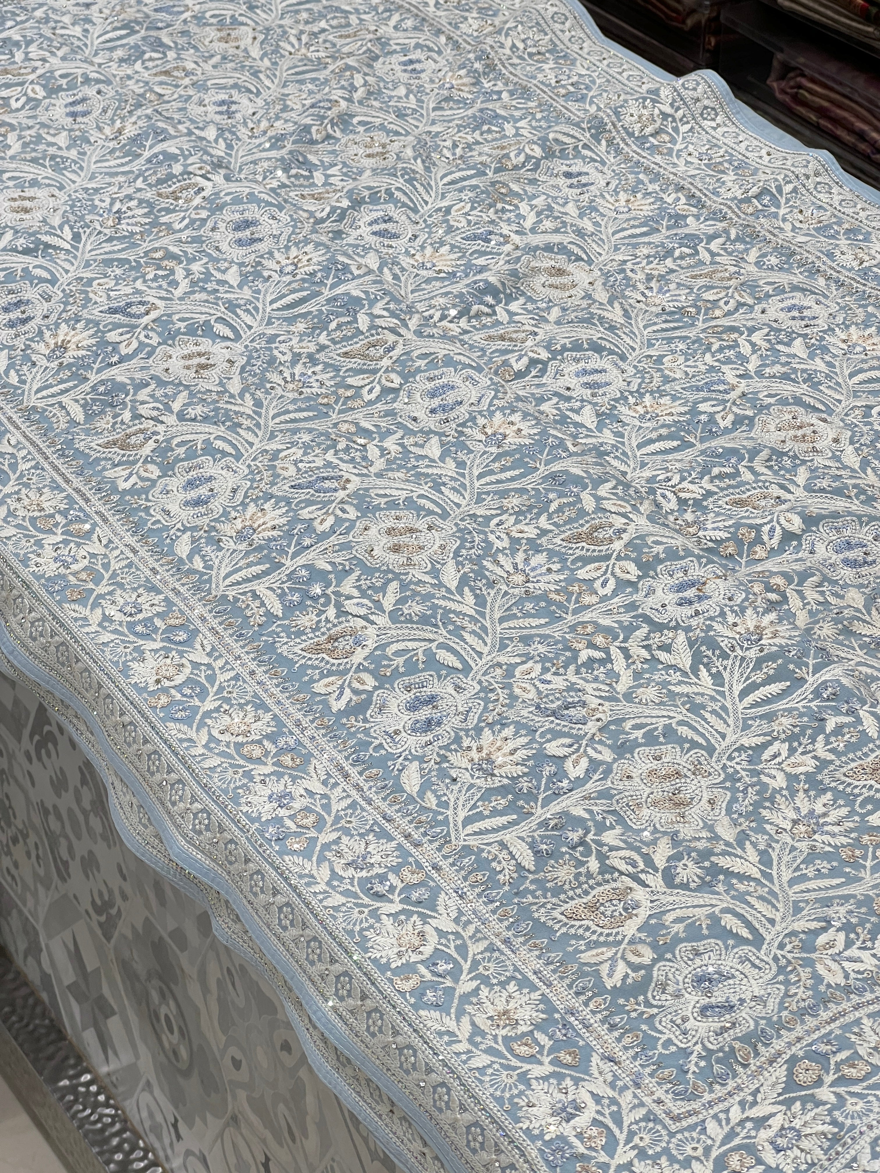 Light Blue Chikankari Saree