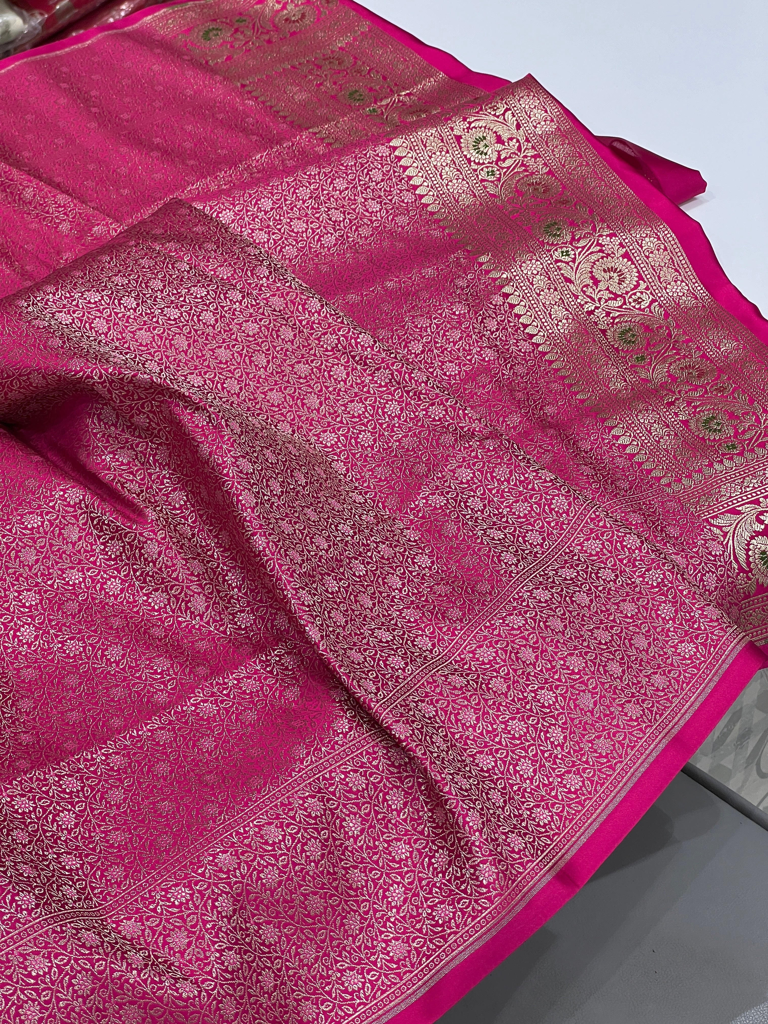 Rani Banarasi Meena Border Butti Saree