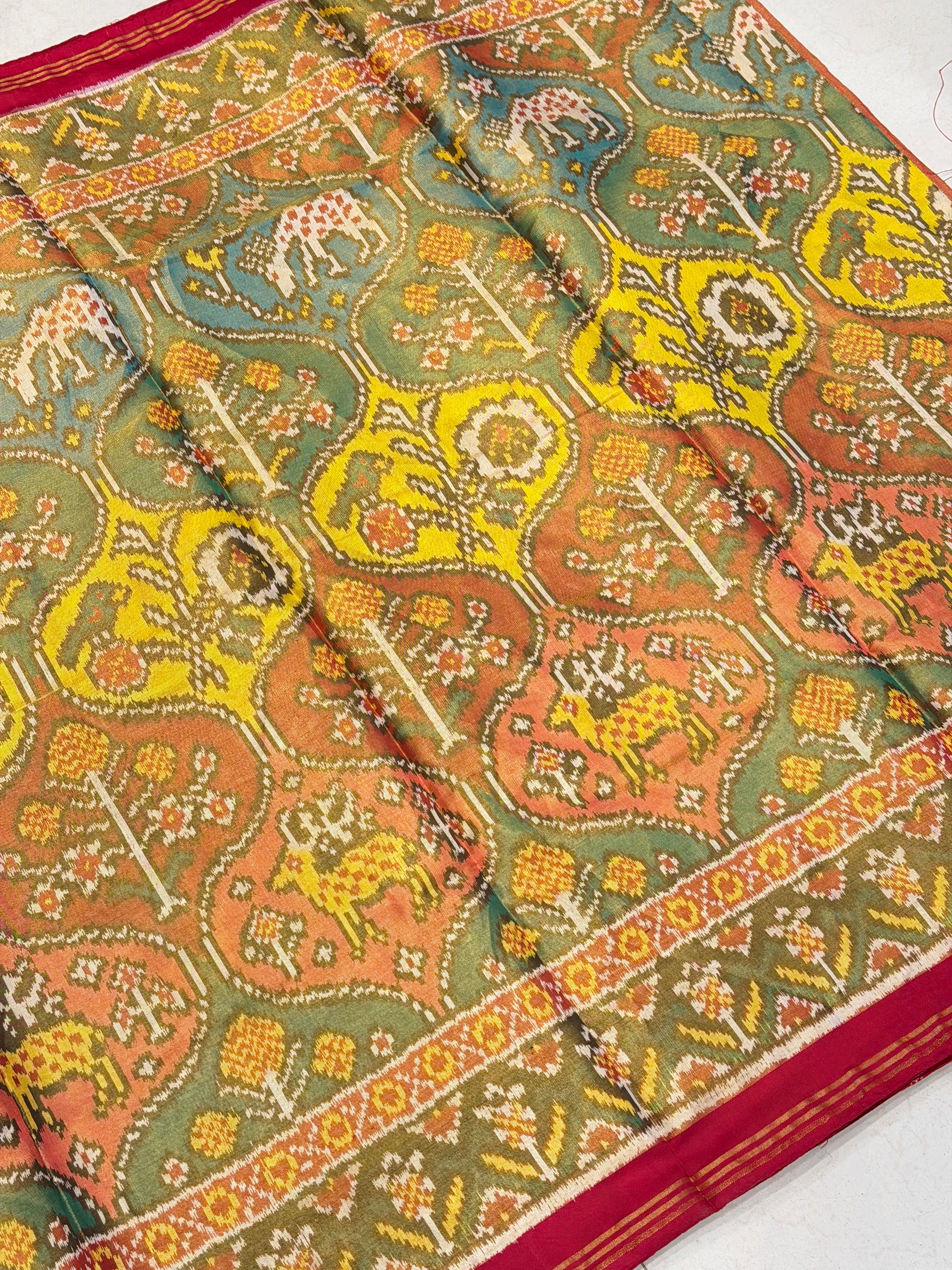 Contemporary Chhabdi Tissue Handloom Patan Patola Ikat Saree