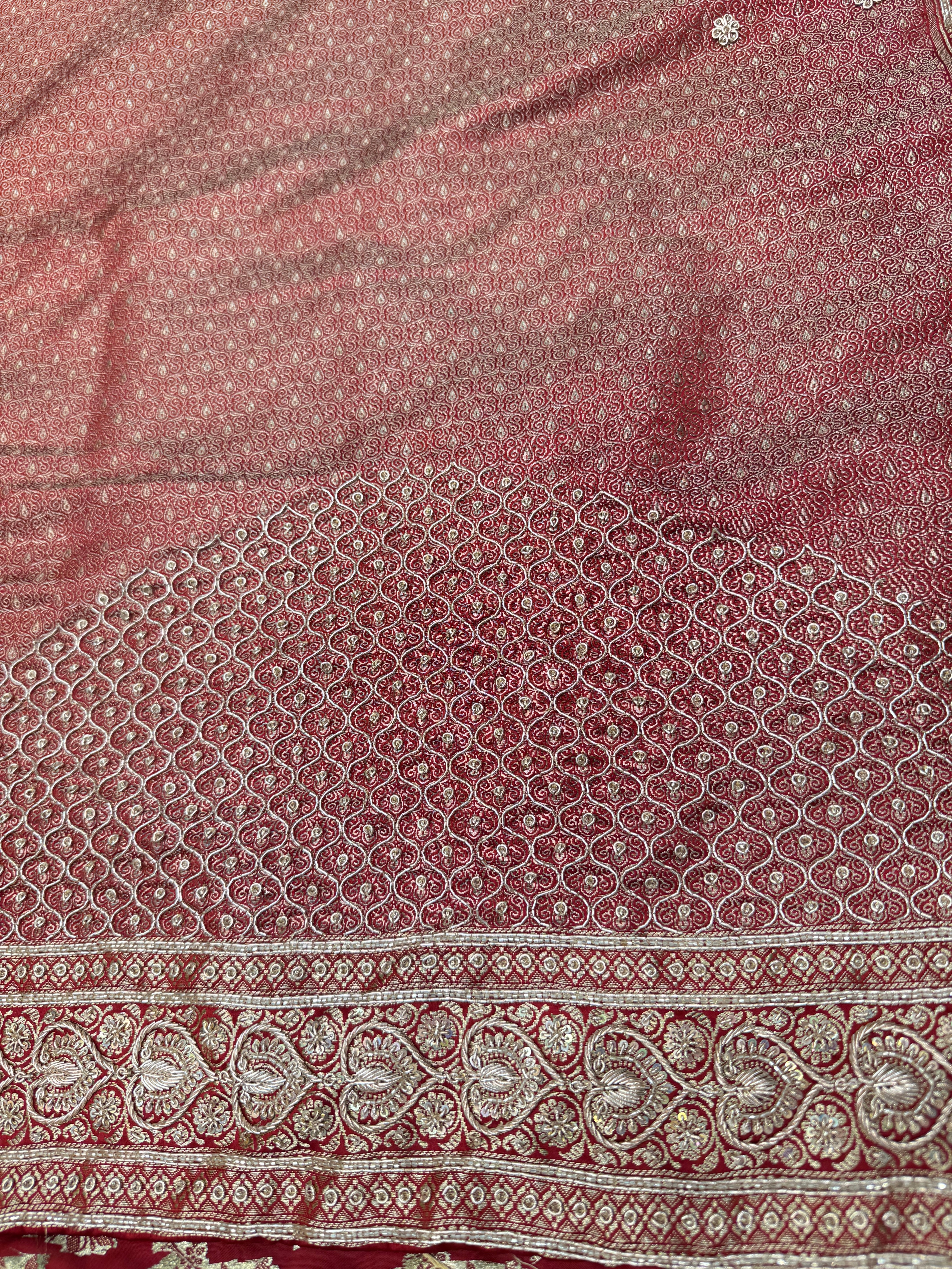 Maroon Banarasi Zardosi Jaal Saree
