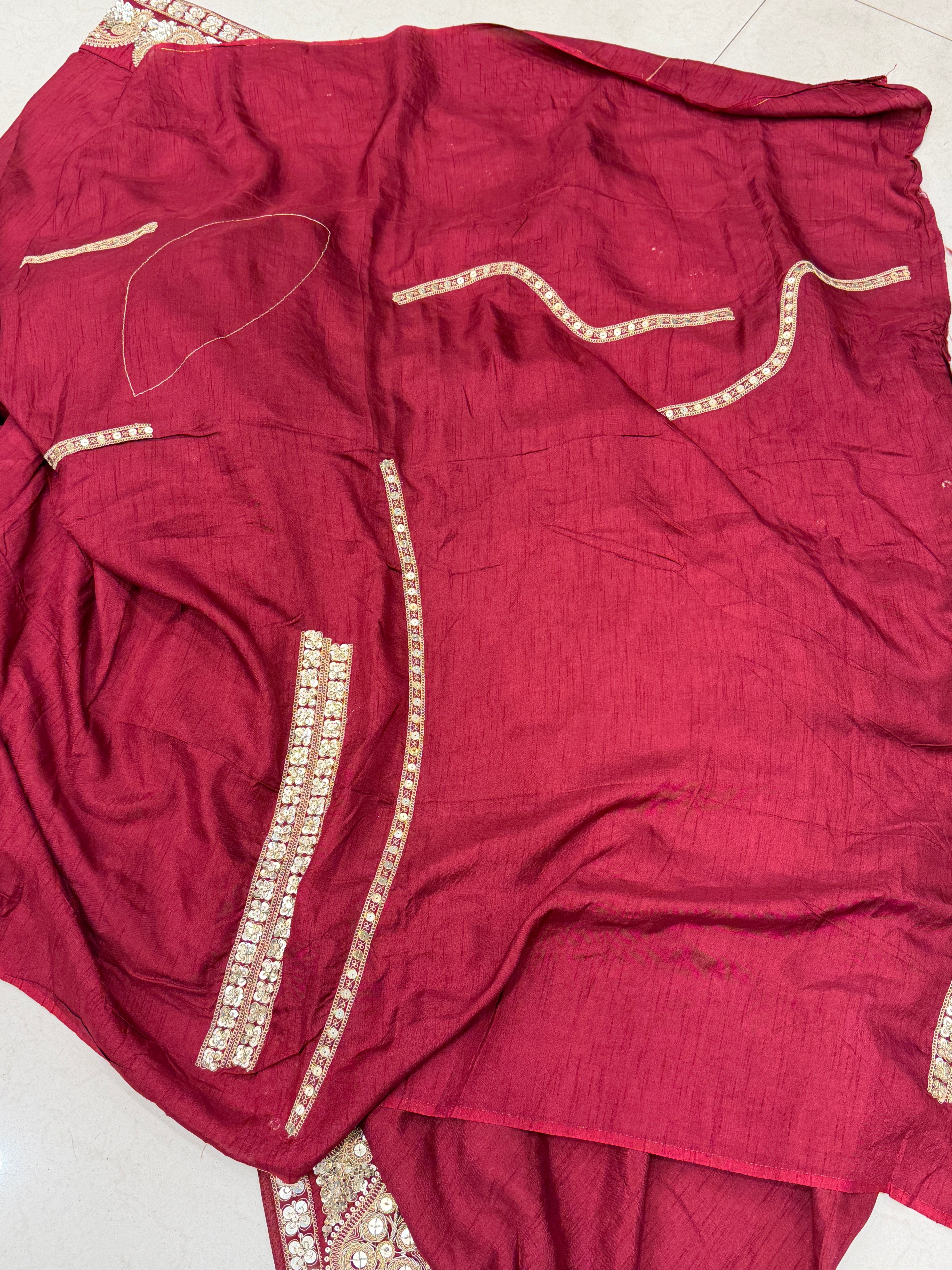 Maroon Keri Buttas Marodi Embroidery Sabyasachi Inspired Pure Silk Saree