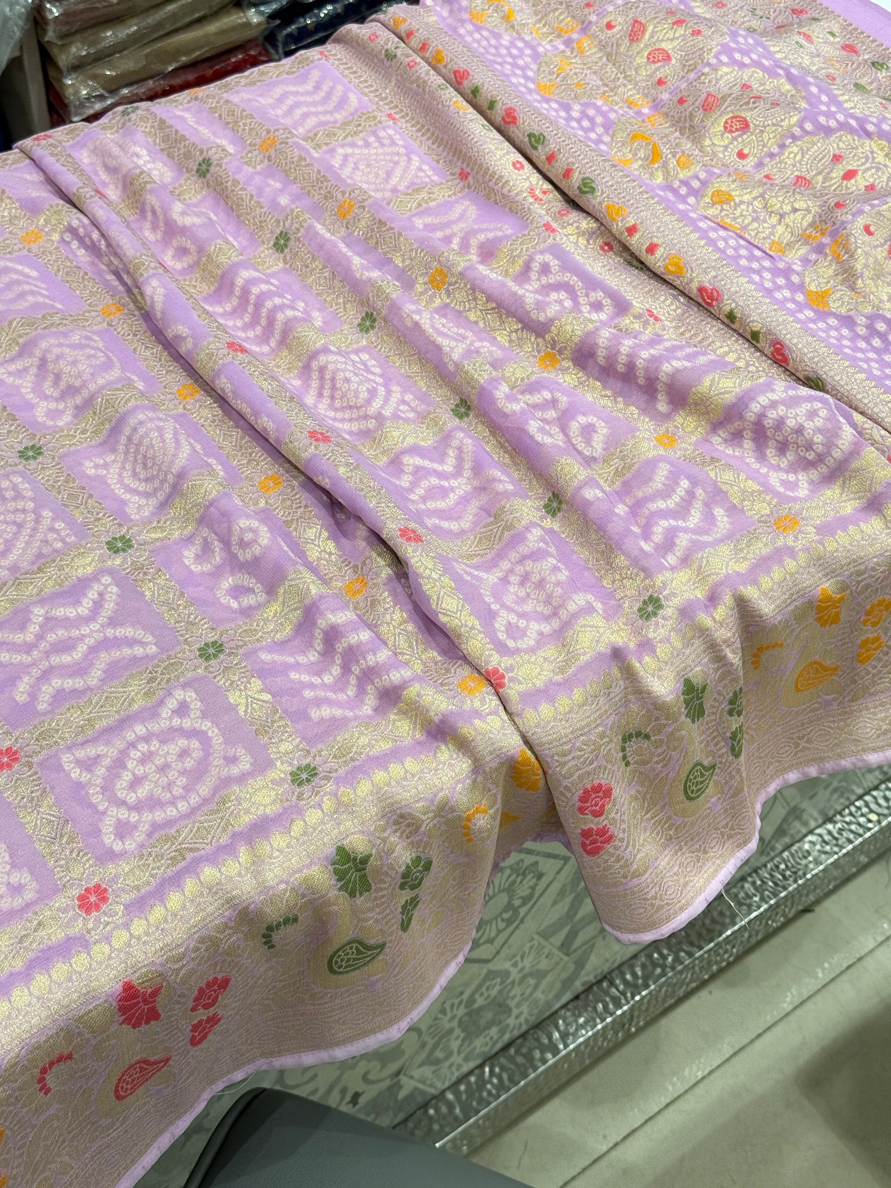 Lilac Georgette Gharchola Saree