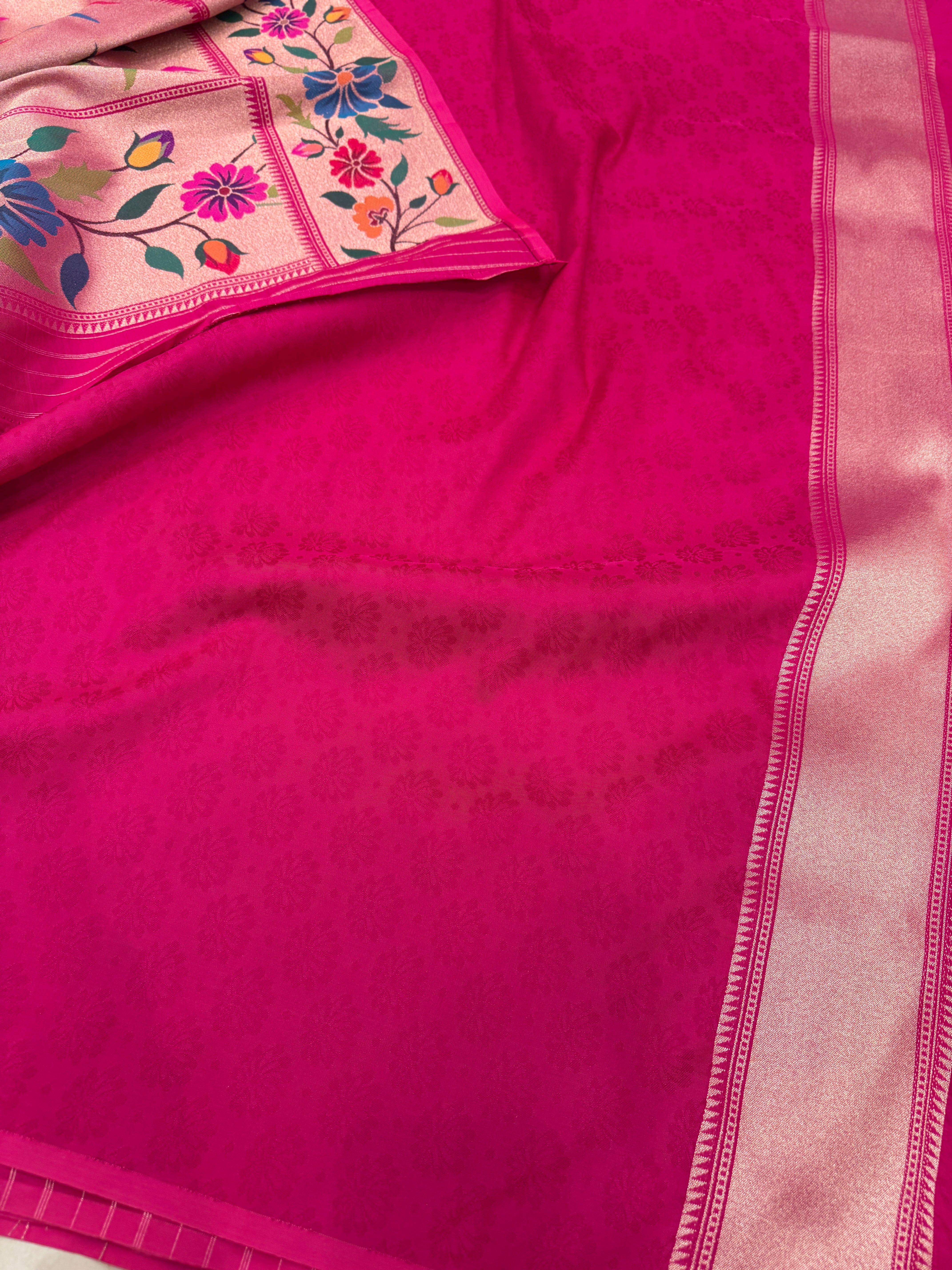 Golden Tissue Silk Paithani Meenakari Jaal Floral Saree