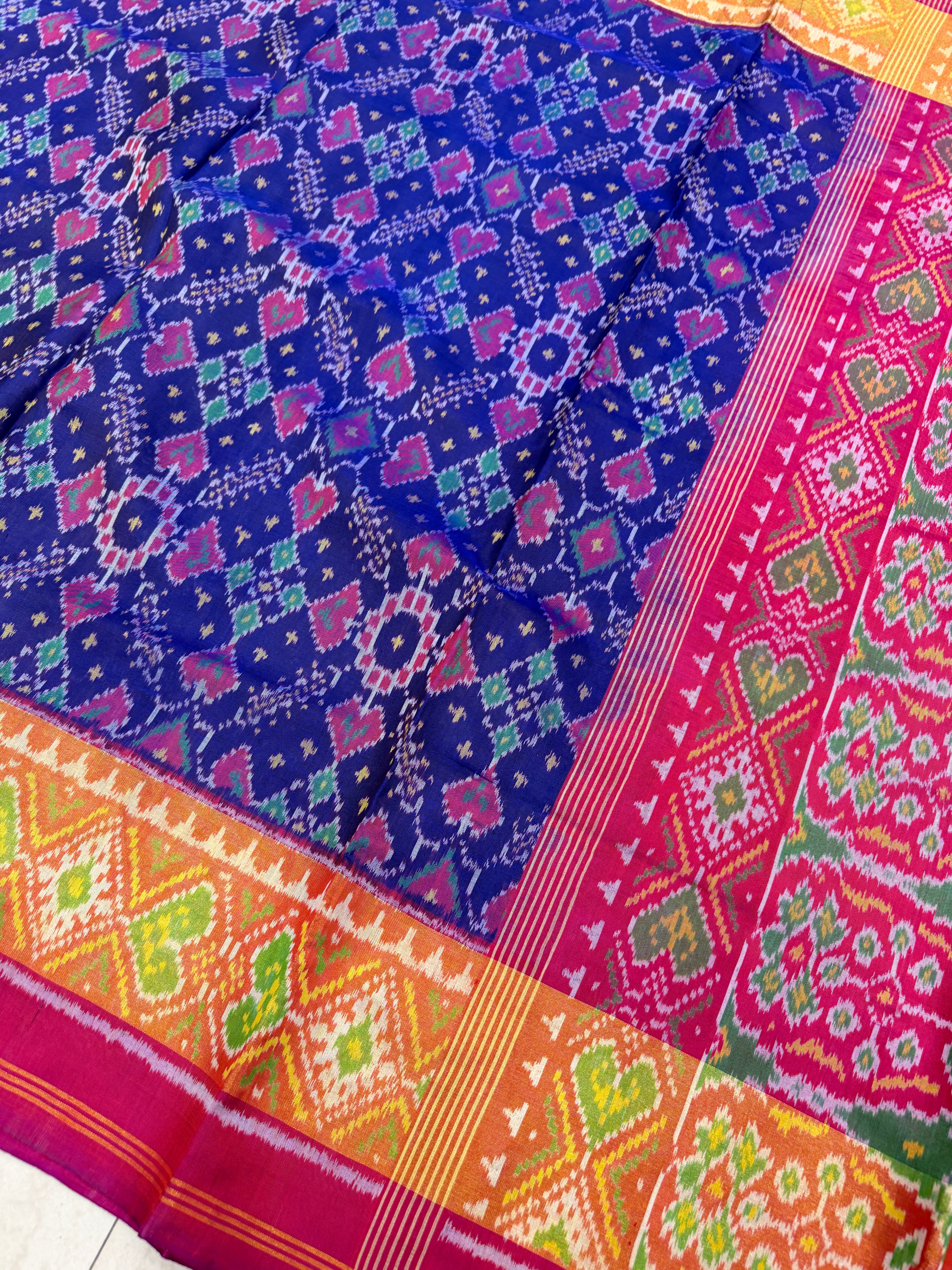 Blue Ratan Chowk Pure Silk Handloom Patola Saree