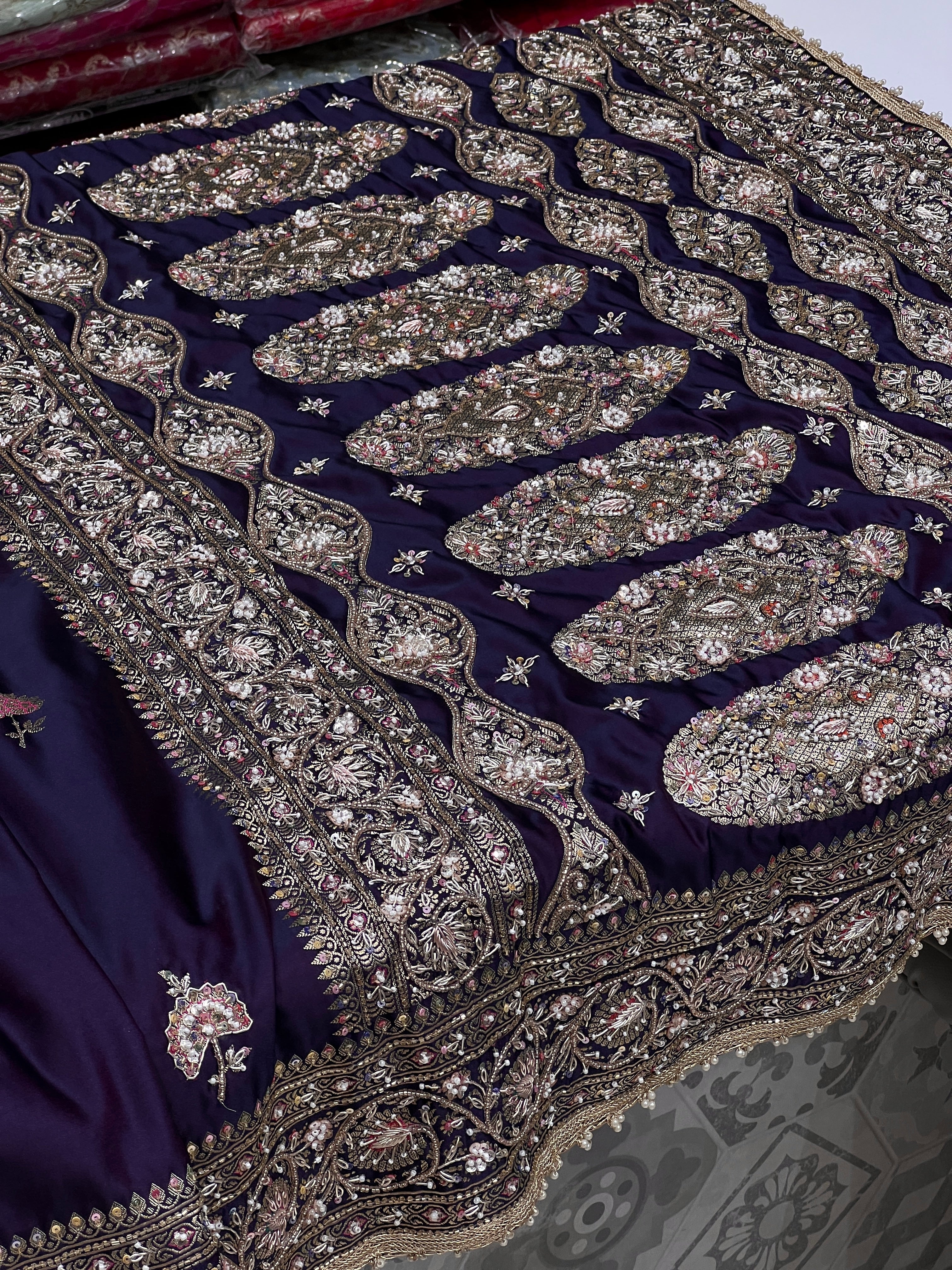 Violet Dhup Chav Banarasi Buttas Hand Embroidery Saree