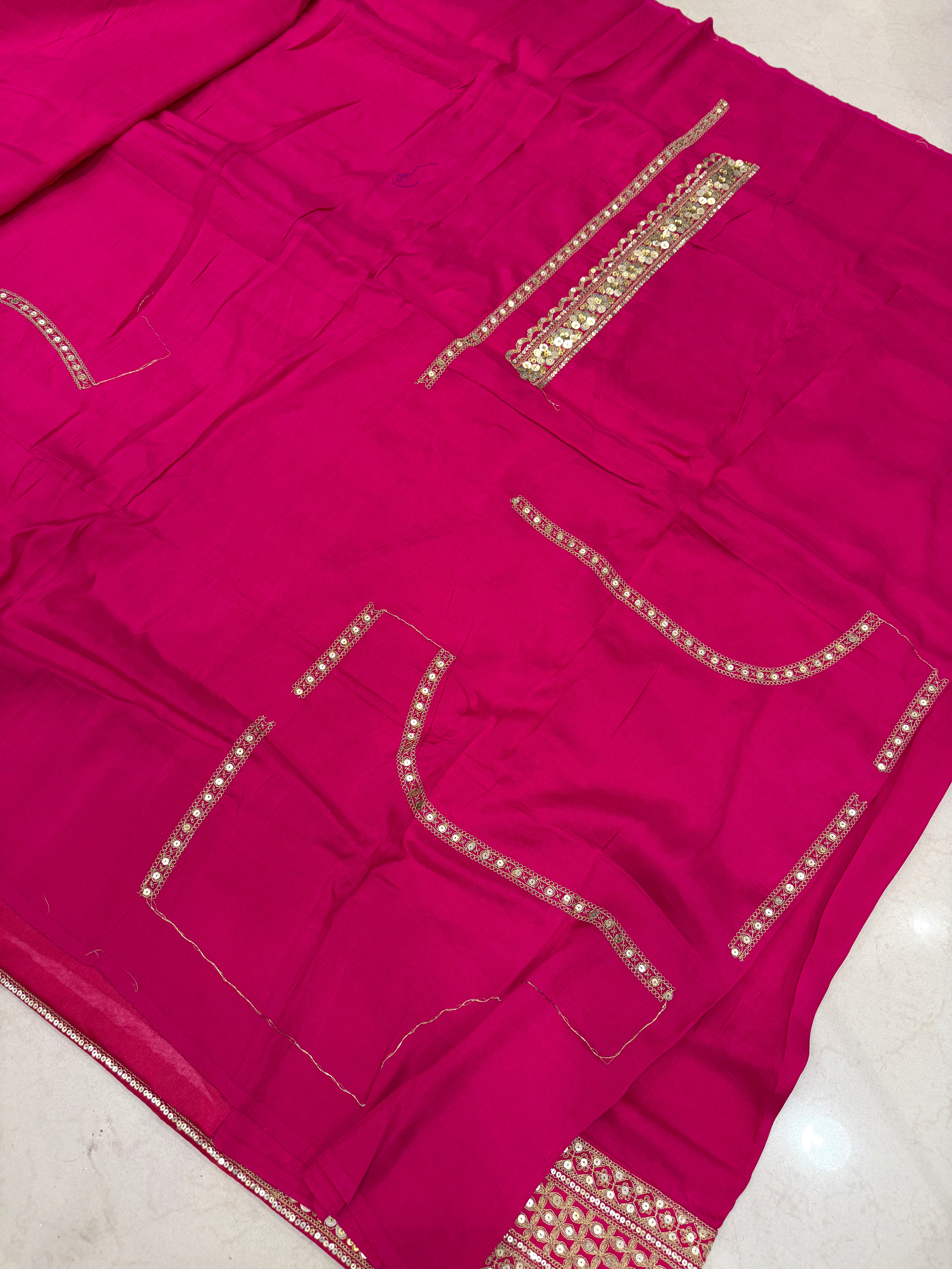 Rani Sabyasachi Inspired Marodi Embroidery Pure Silk Saree Keri Pallu Saree