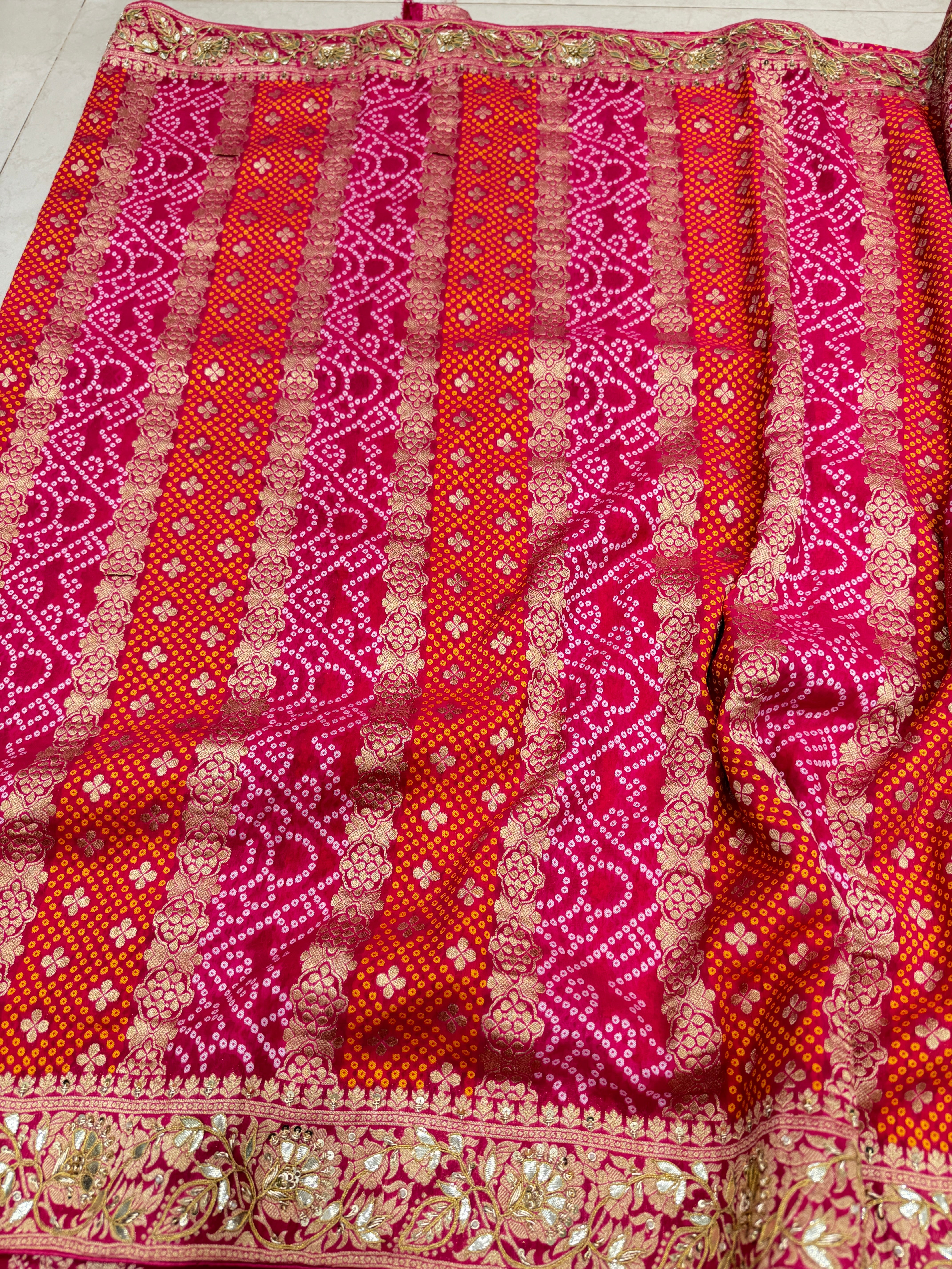 Rani Gotapatti Woven Bandhej Saree