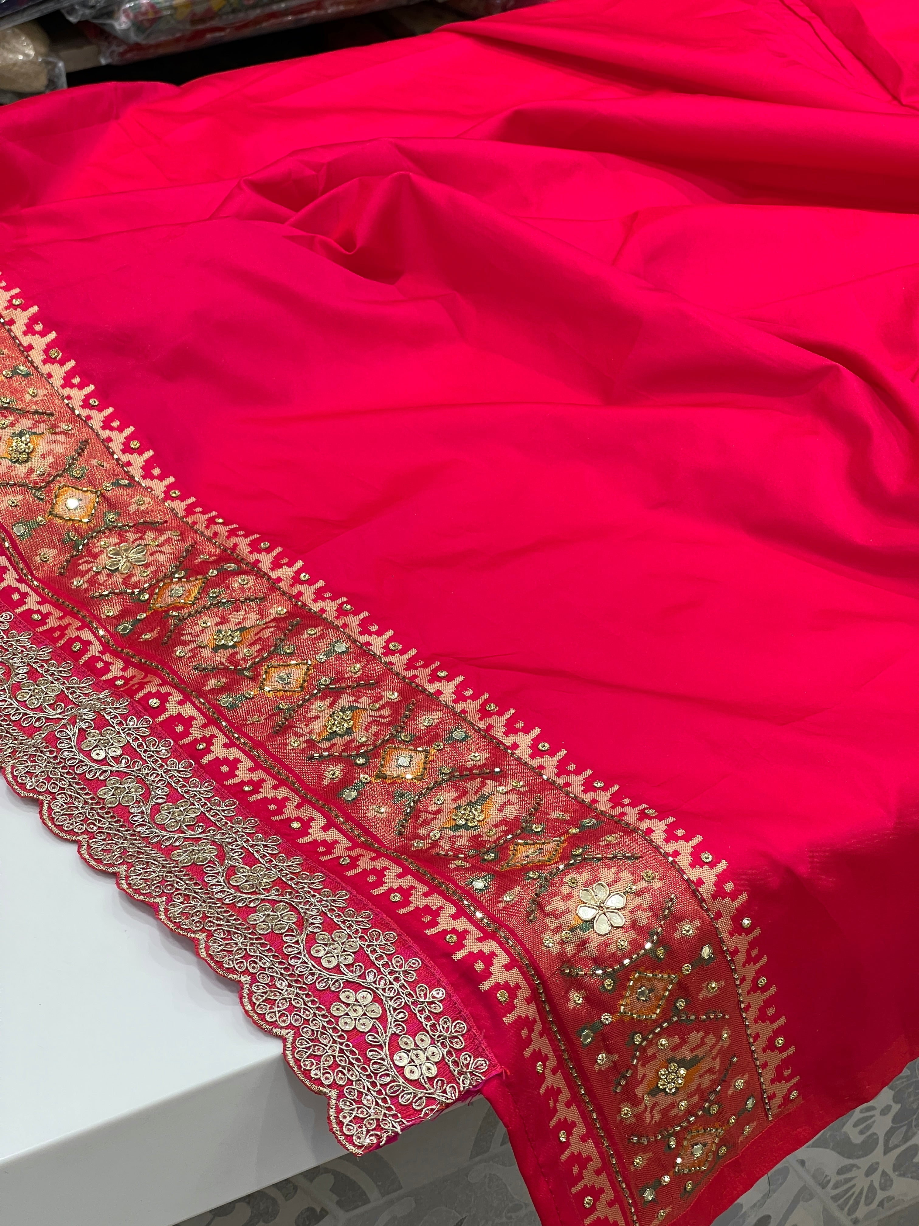 Reddish Pink Patola Embroidery Saree Maharani Edit