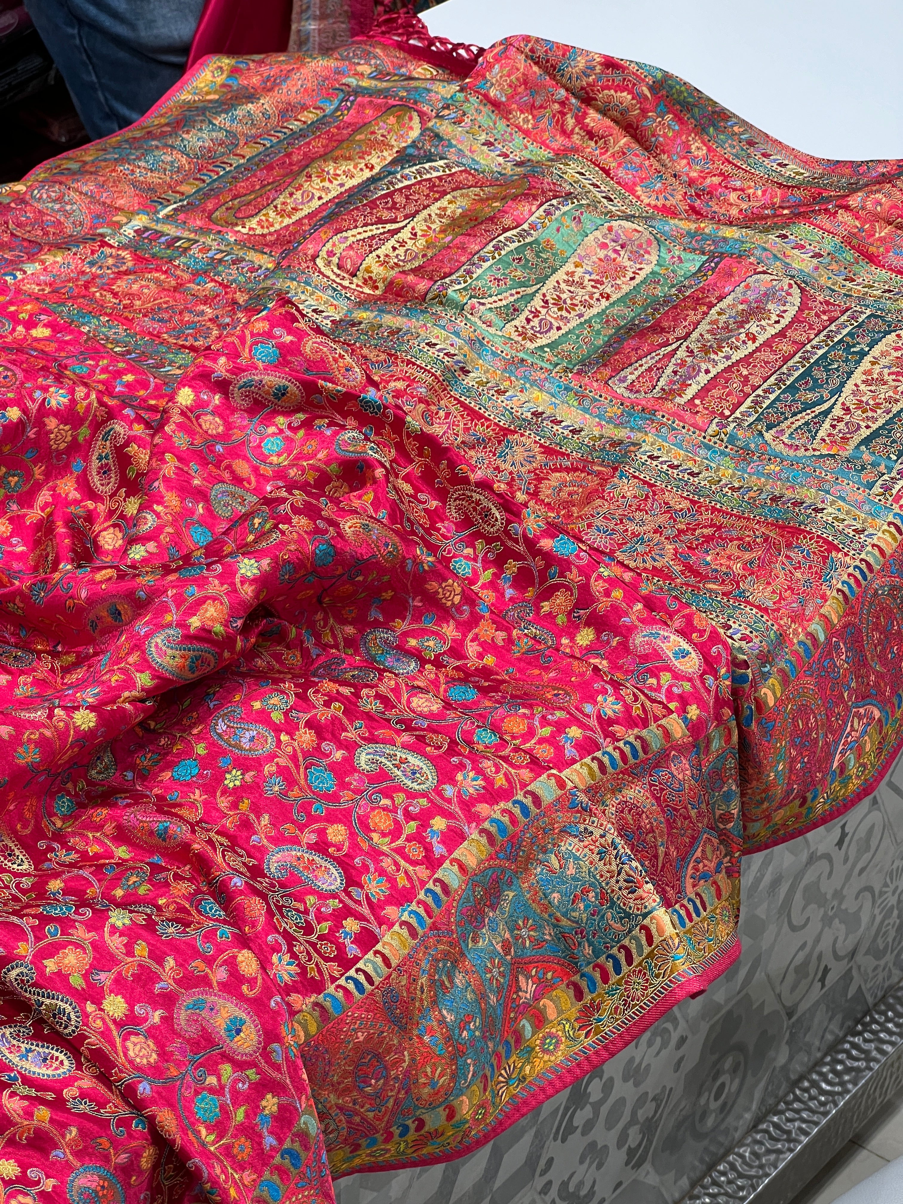 Rani Modal Satin Pashmina Style Saree