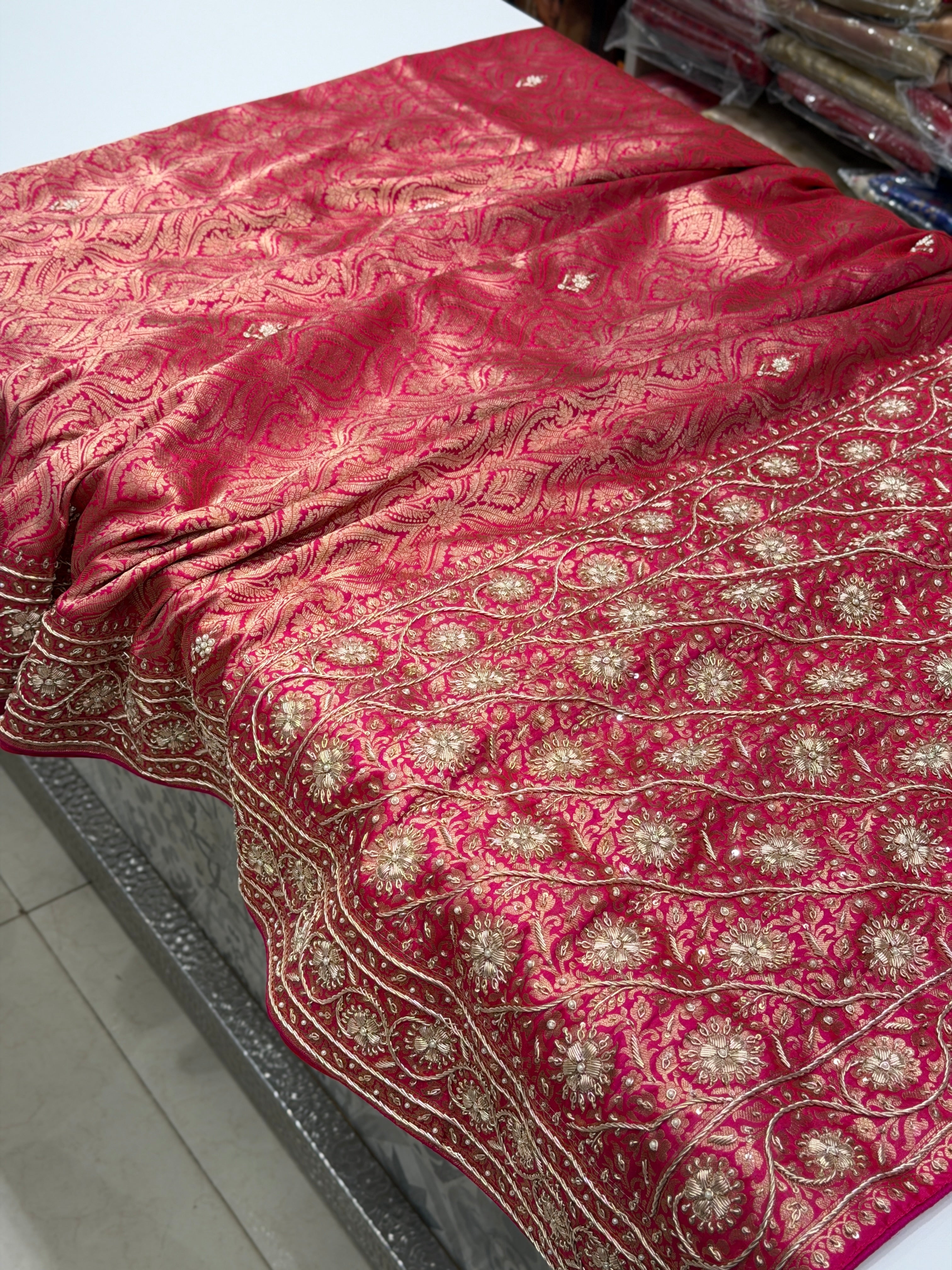 Jhanvi Kapoor Raw Mango Inspired Handloom Banarasi Katan Silk Zardosi Hand Embroidery Saree