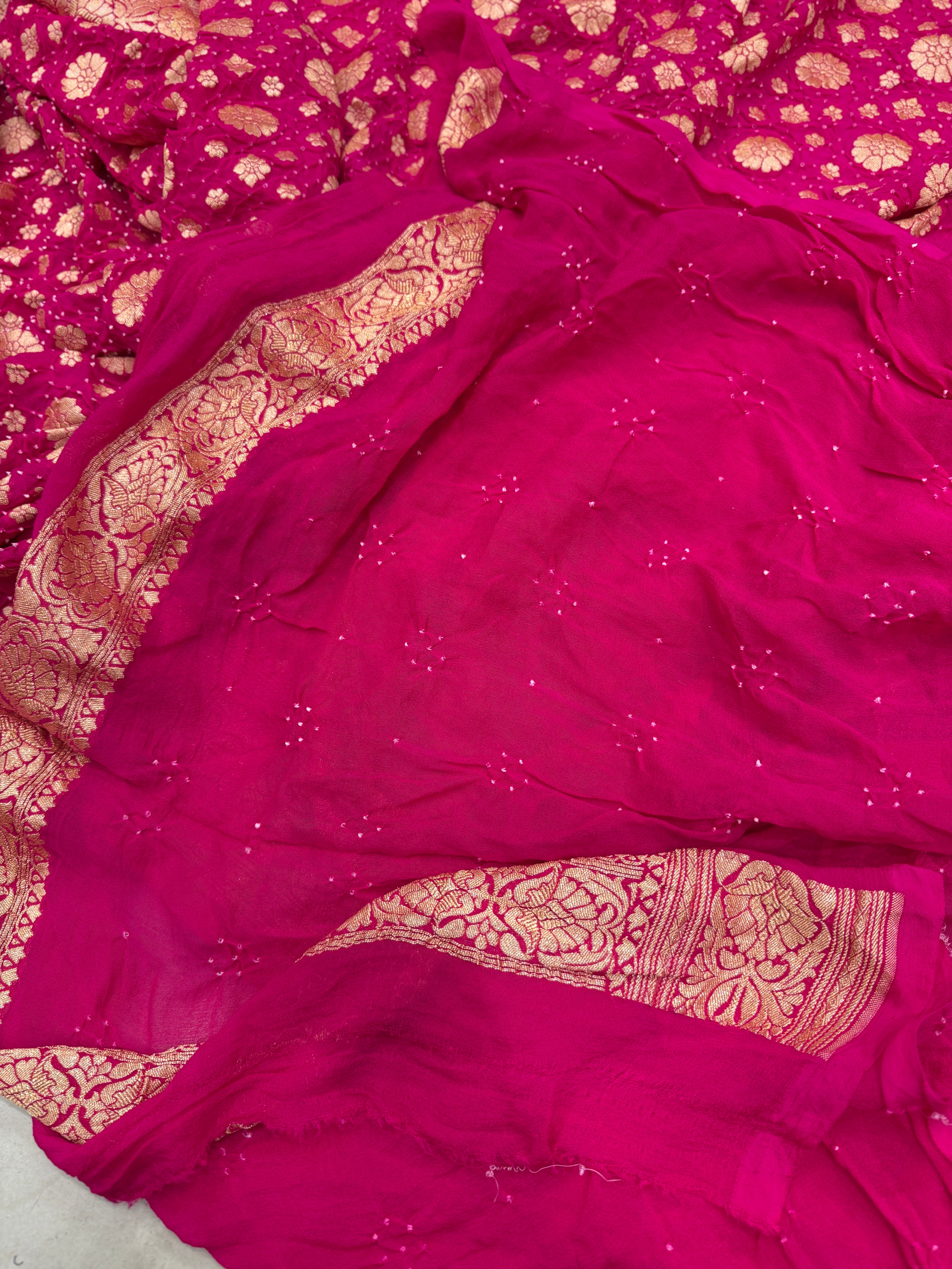 Rani Contemporary Bandhej Bandhini Saree
