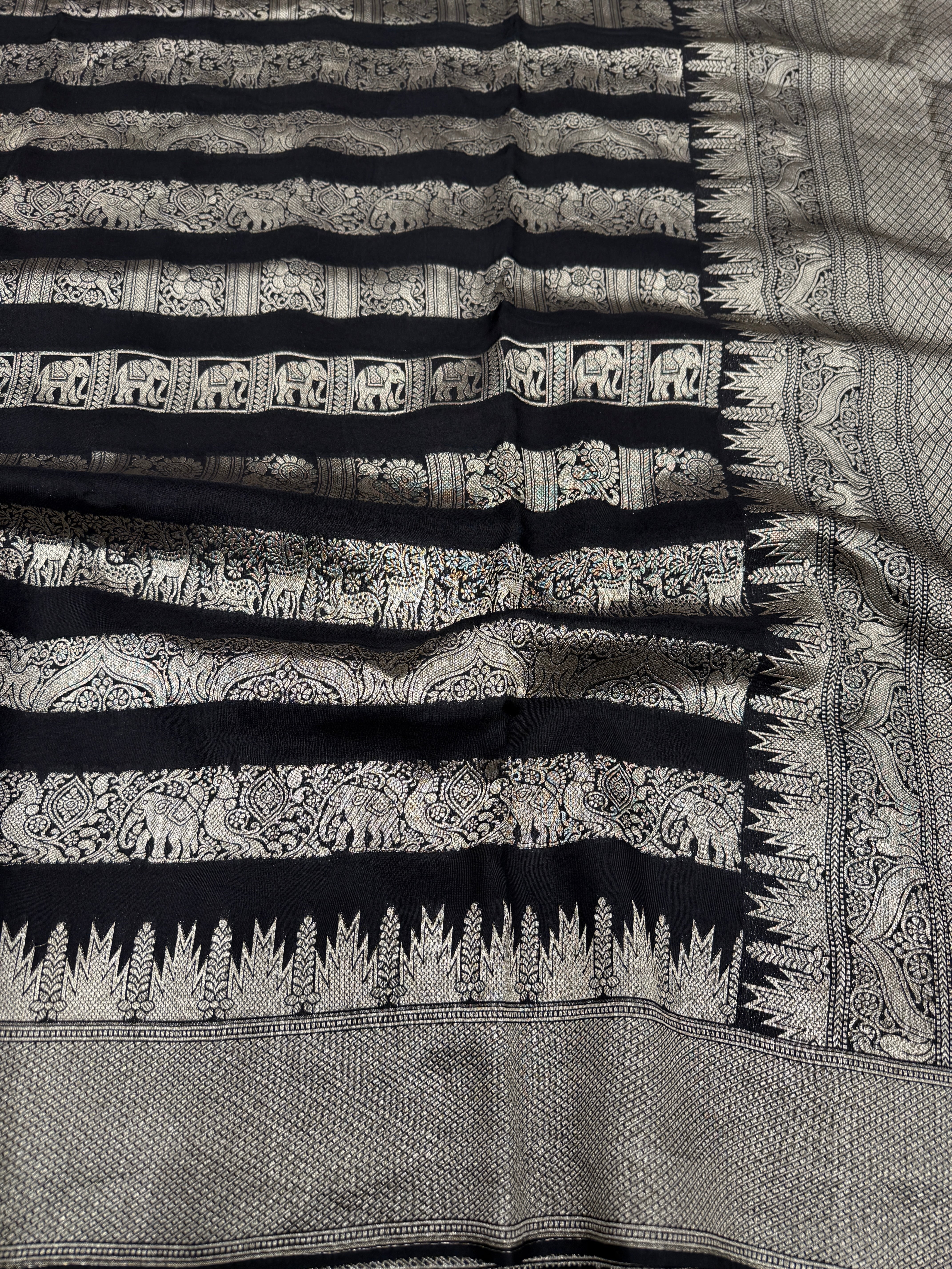 Nita Ambani Inspired Black Contemporary Kanchi Banarasi Saree