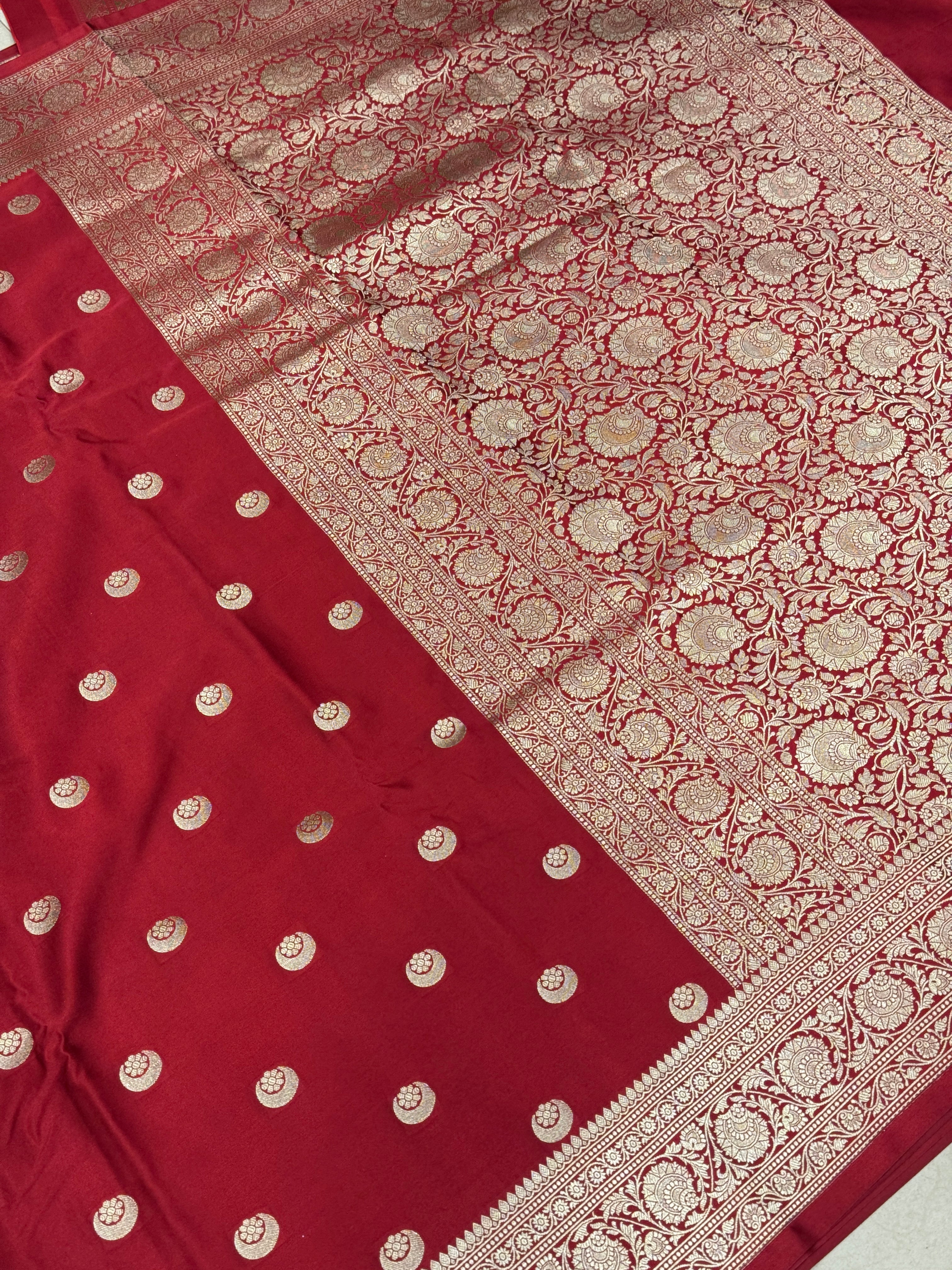 Maroon Banarasi Chand Butti Saree