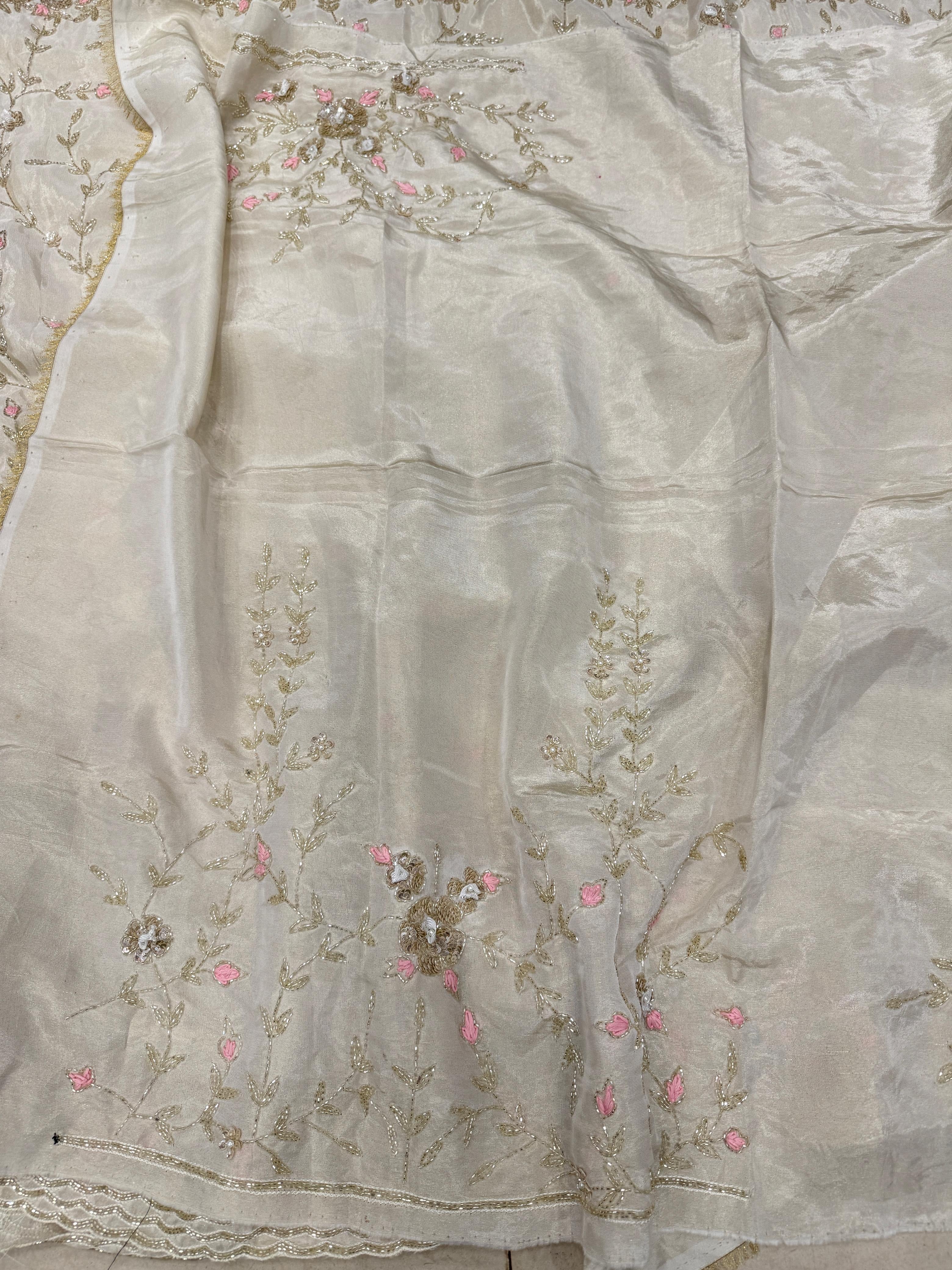 Crepe Tissue Embroidery Saree