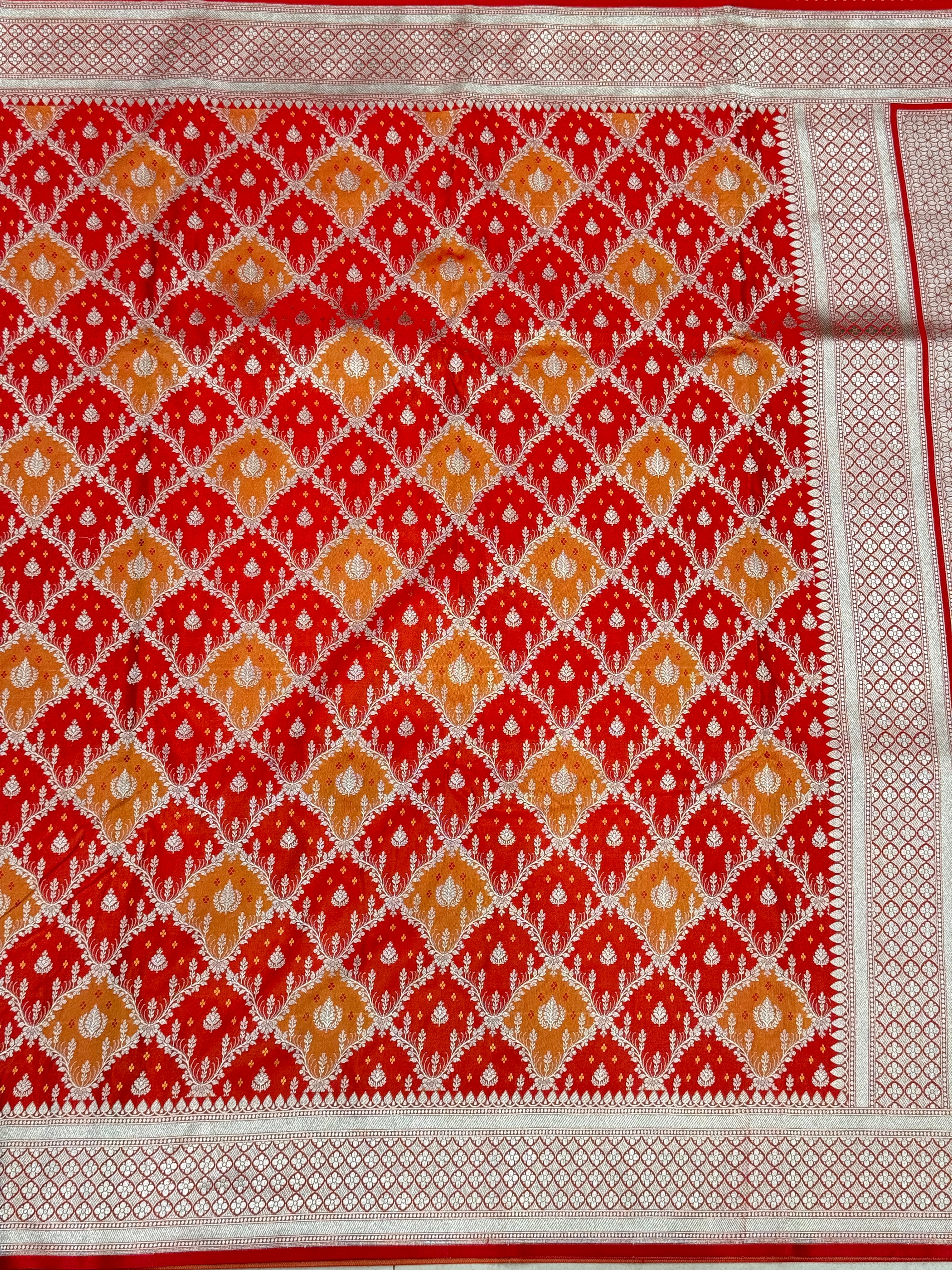 Orange Yellow Rangkat Banarasi Silk Saree