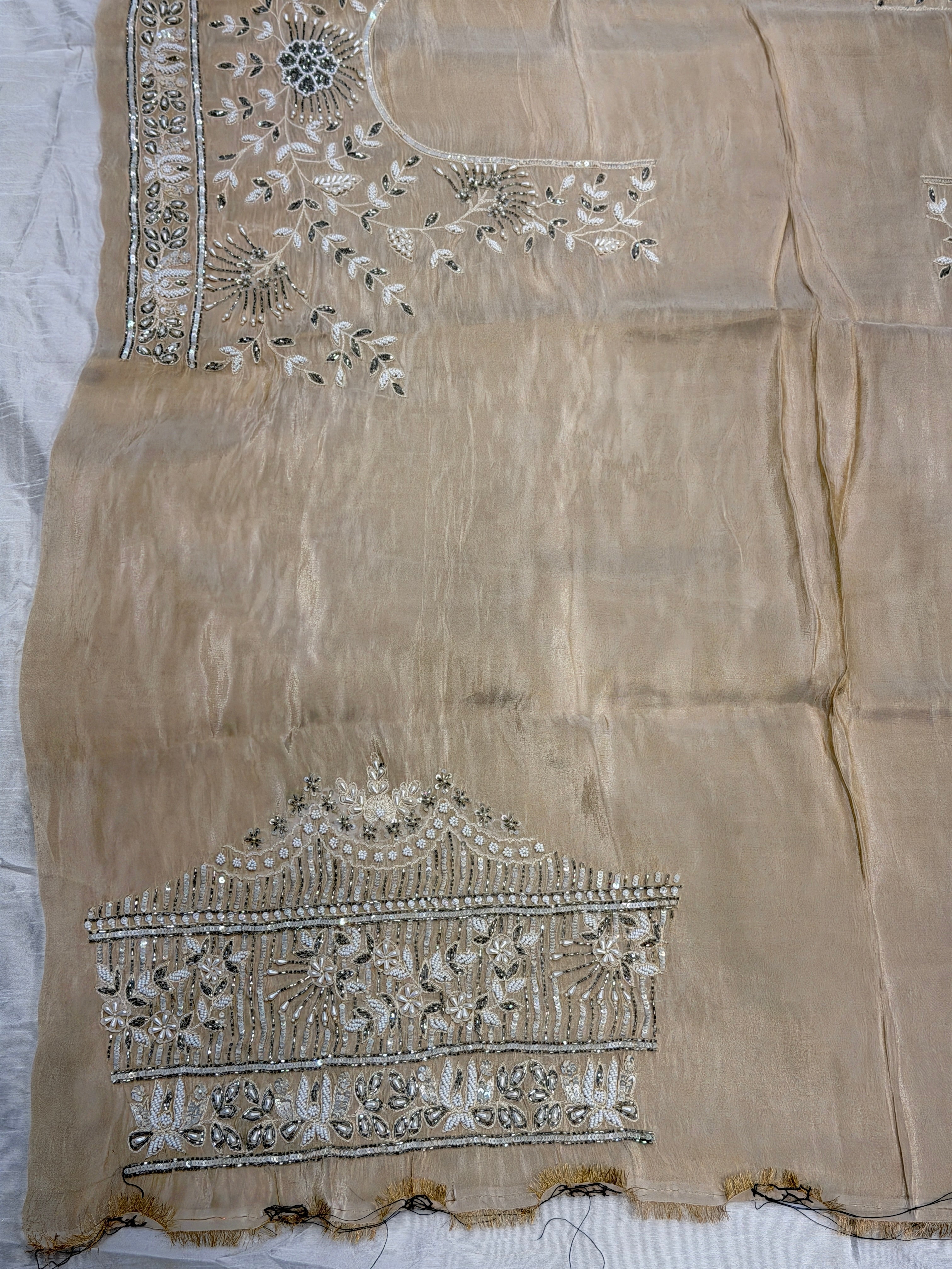 Crepe Tissue Heavy Hand Embroidery Blouse Piece