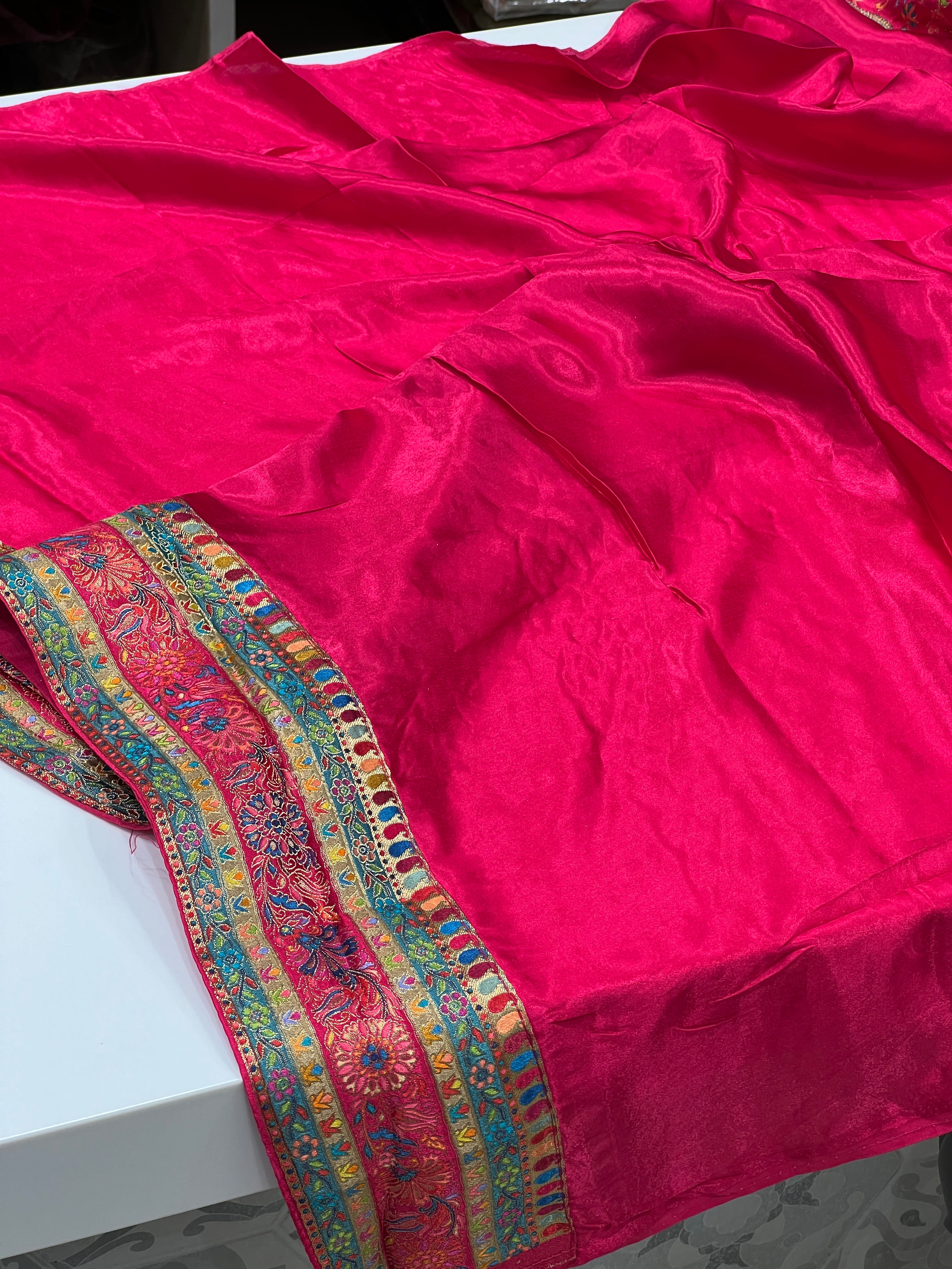 Rani Modal Satin Pashmina Style Saree