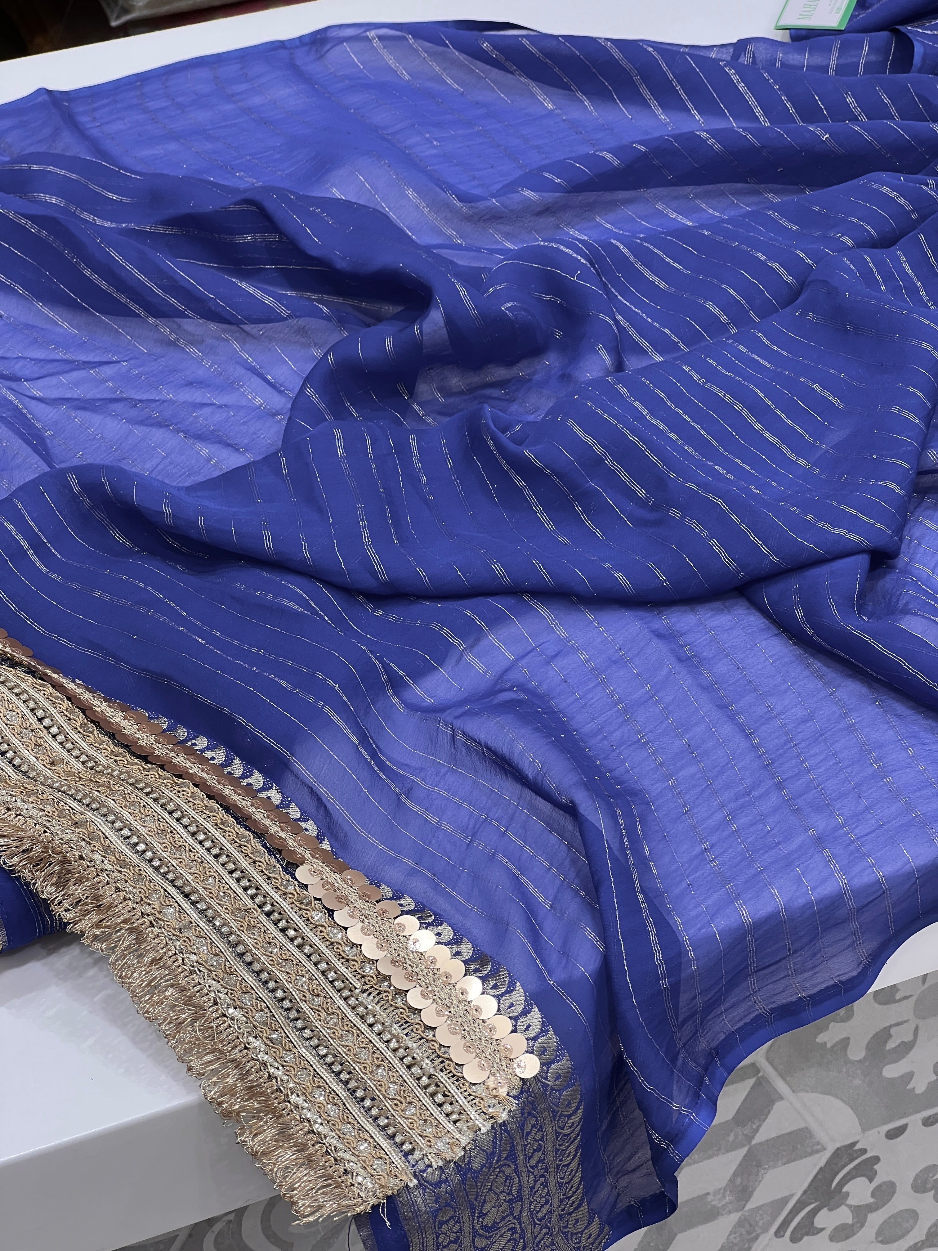 Blue Georgette Butti Maharani Edit Saree