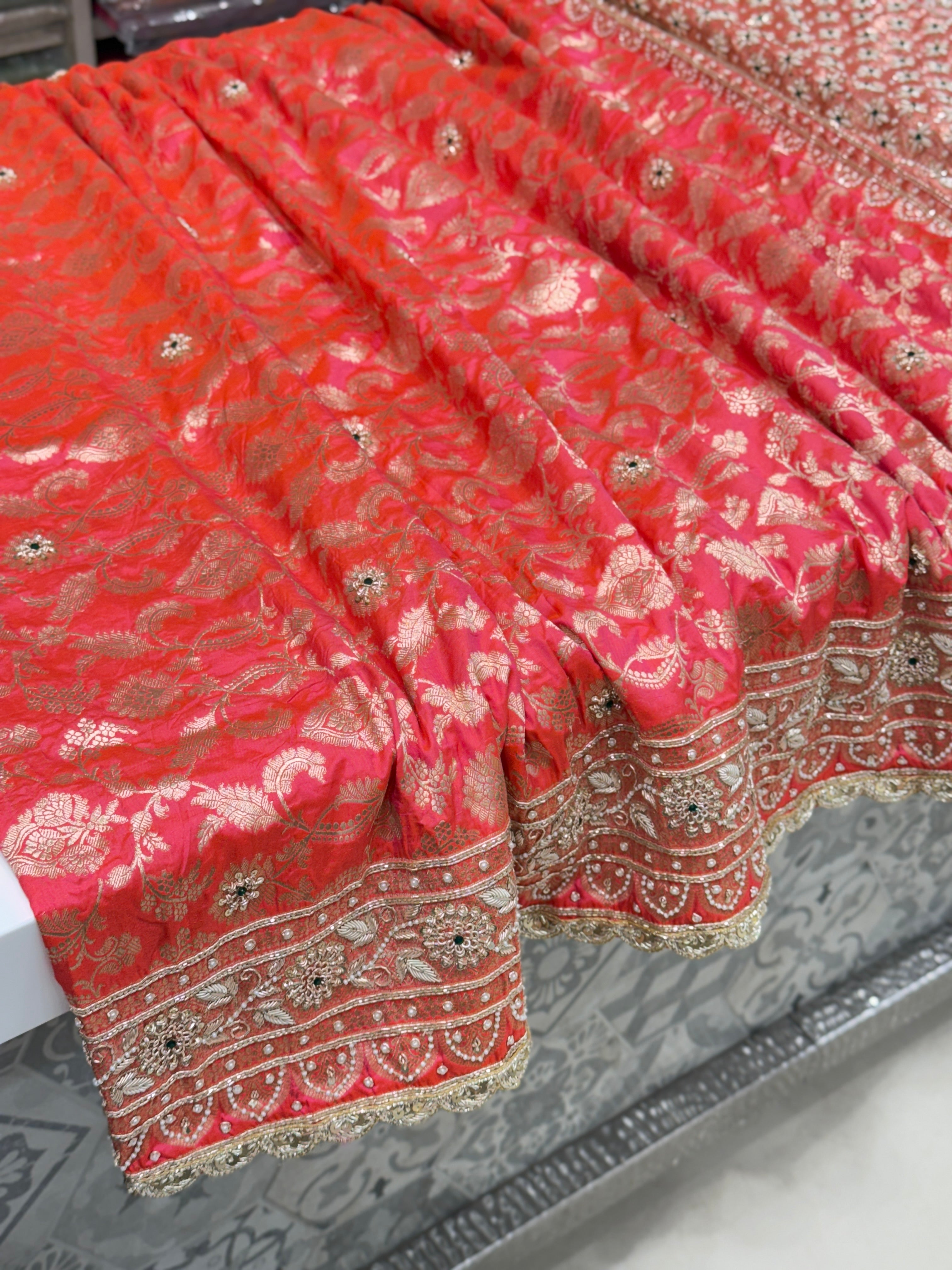 Dhupchav Katan Zardosi Embroidery Saree