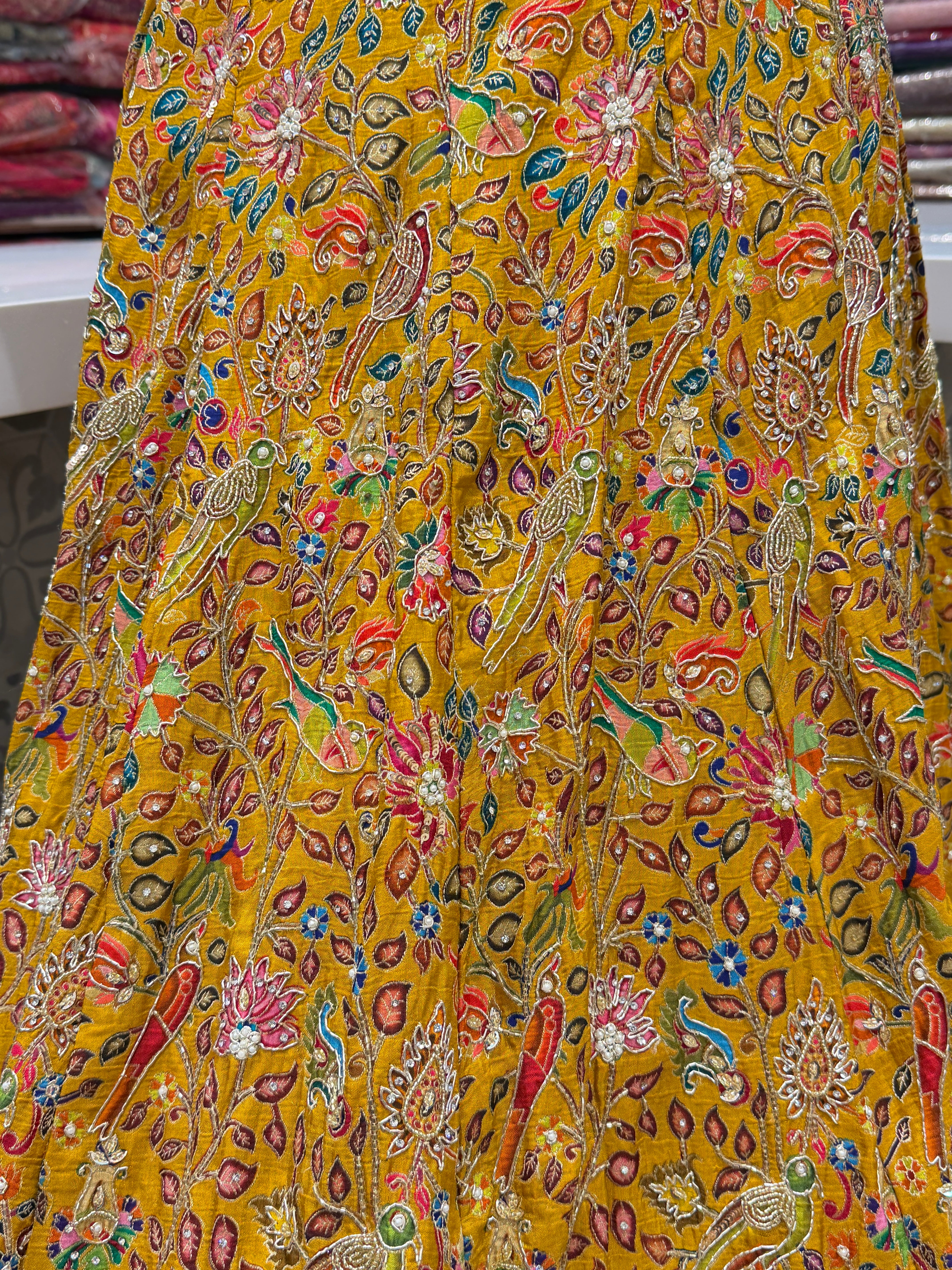 Yellow Pashmina Hand Embroidery Skirt and Dupatta Pair