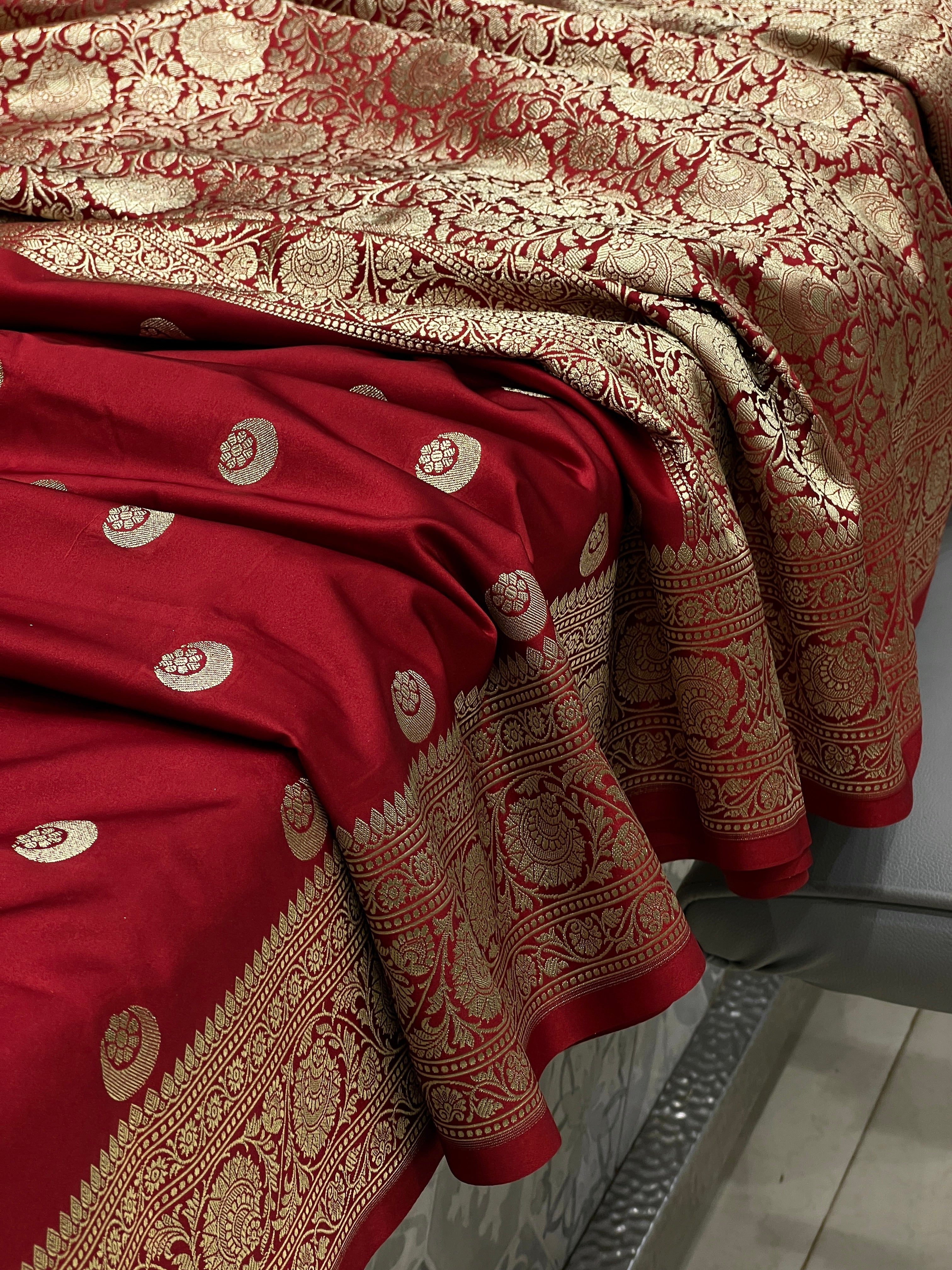 Maroon Banarasi Chand Butti Saree