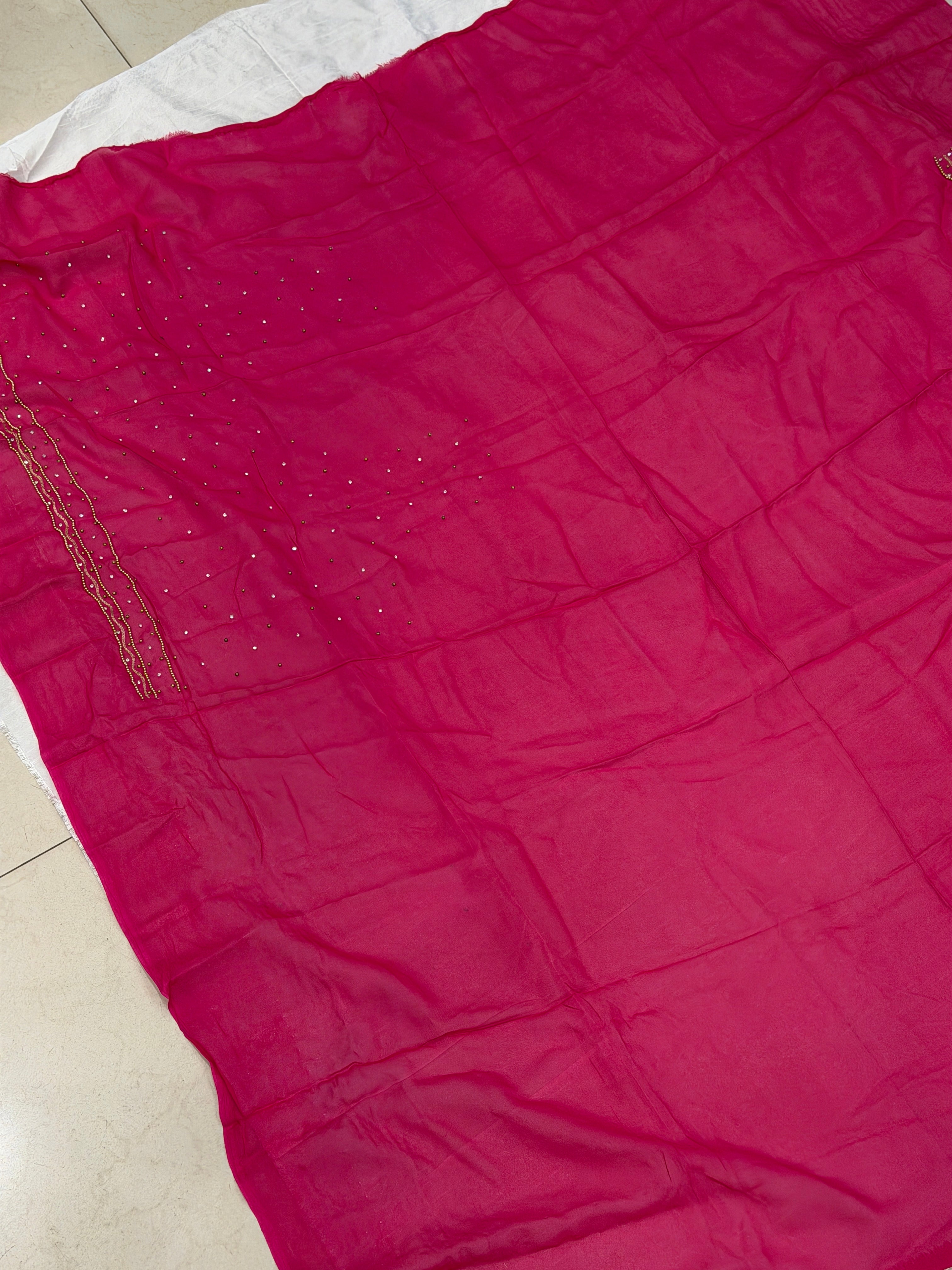 Rani Pink Moti Pita Hand Embroidery Blouse Piece
