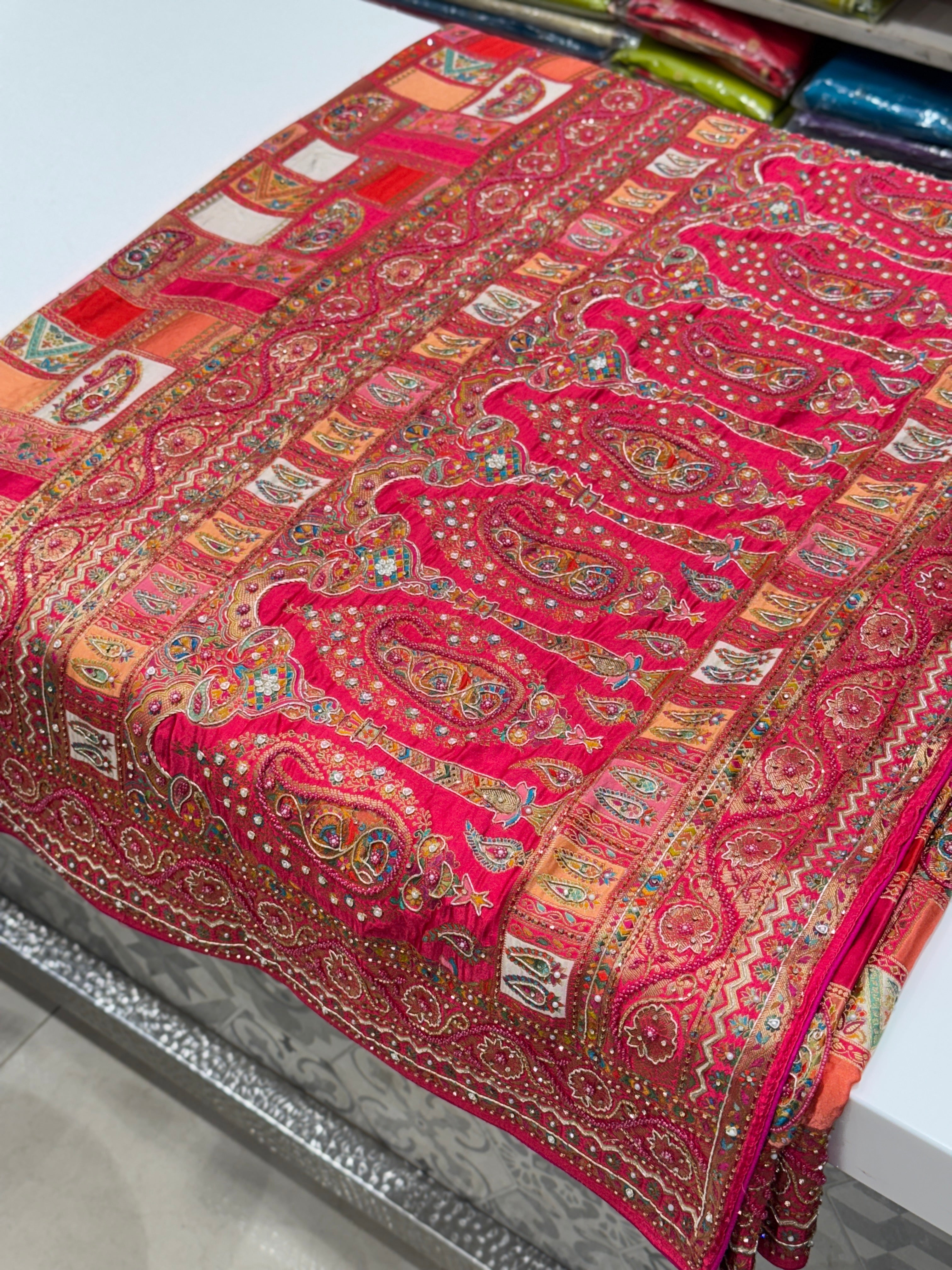 Rani Modal Rangkat Hand Embroidery Saree