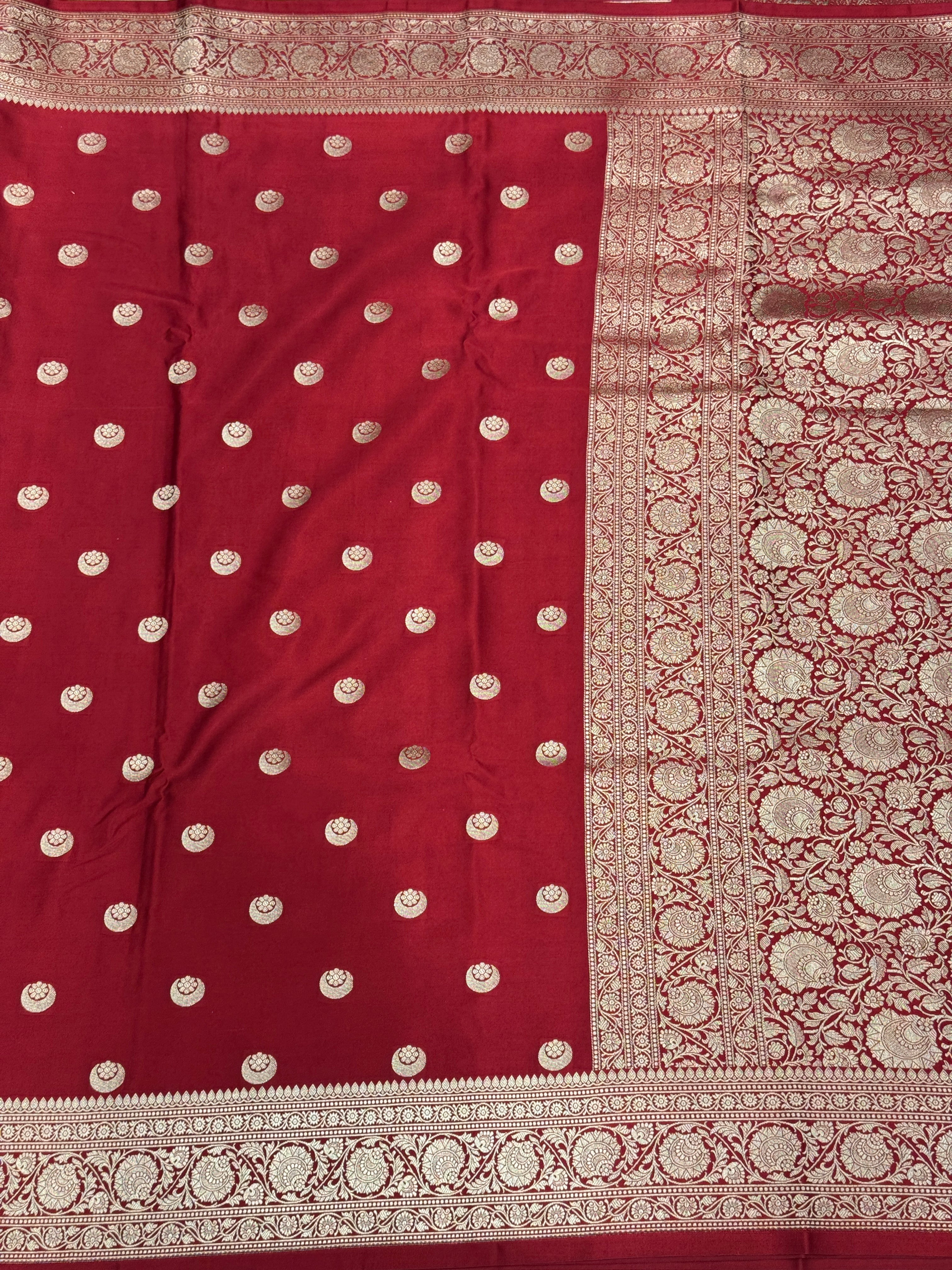 Maroon Banarasi Chand Butti Saree