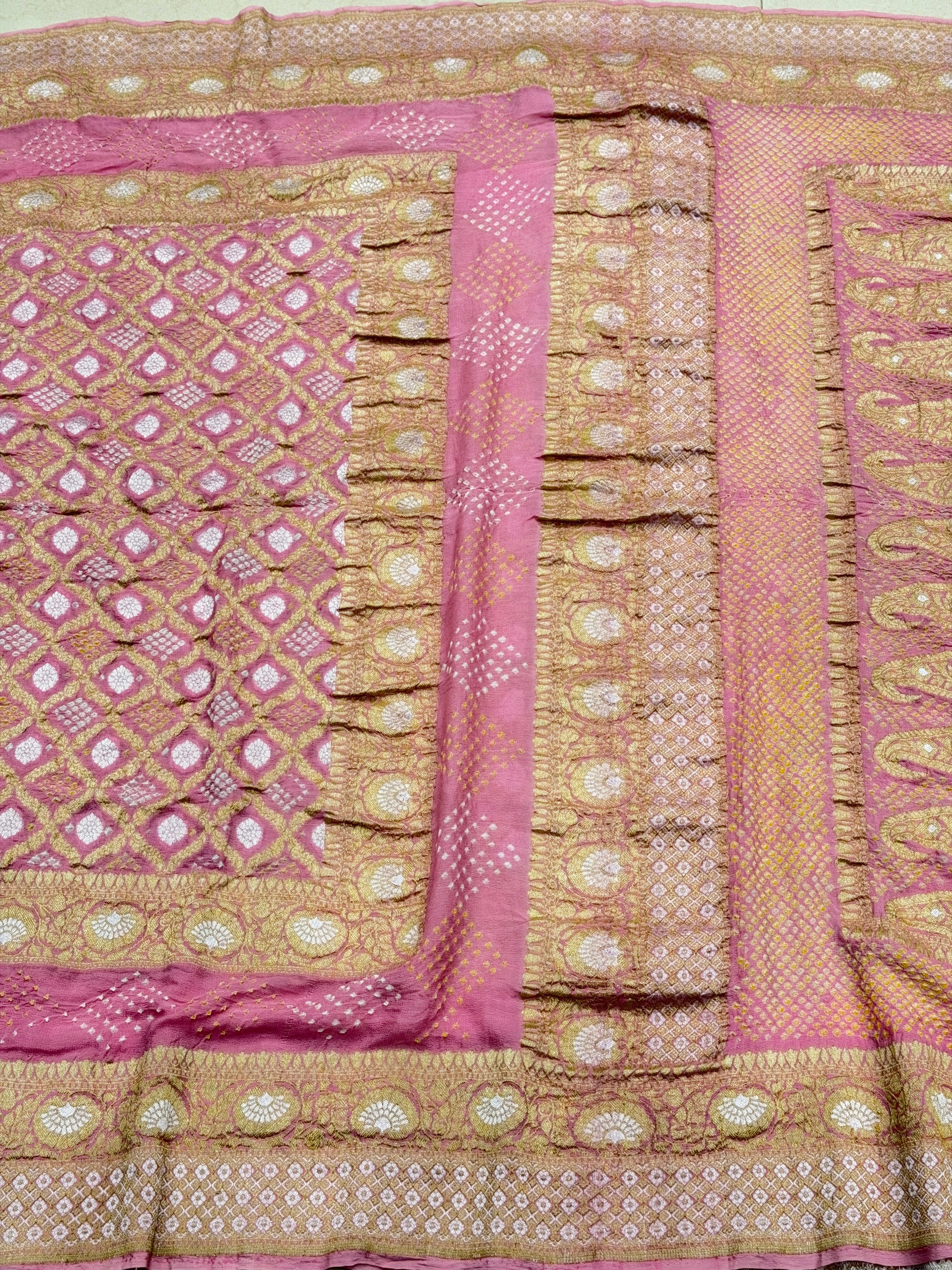 Light Pink Sona Roopa Rai Bandhej Kadwa Weave Saree