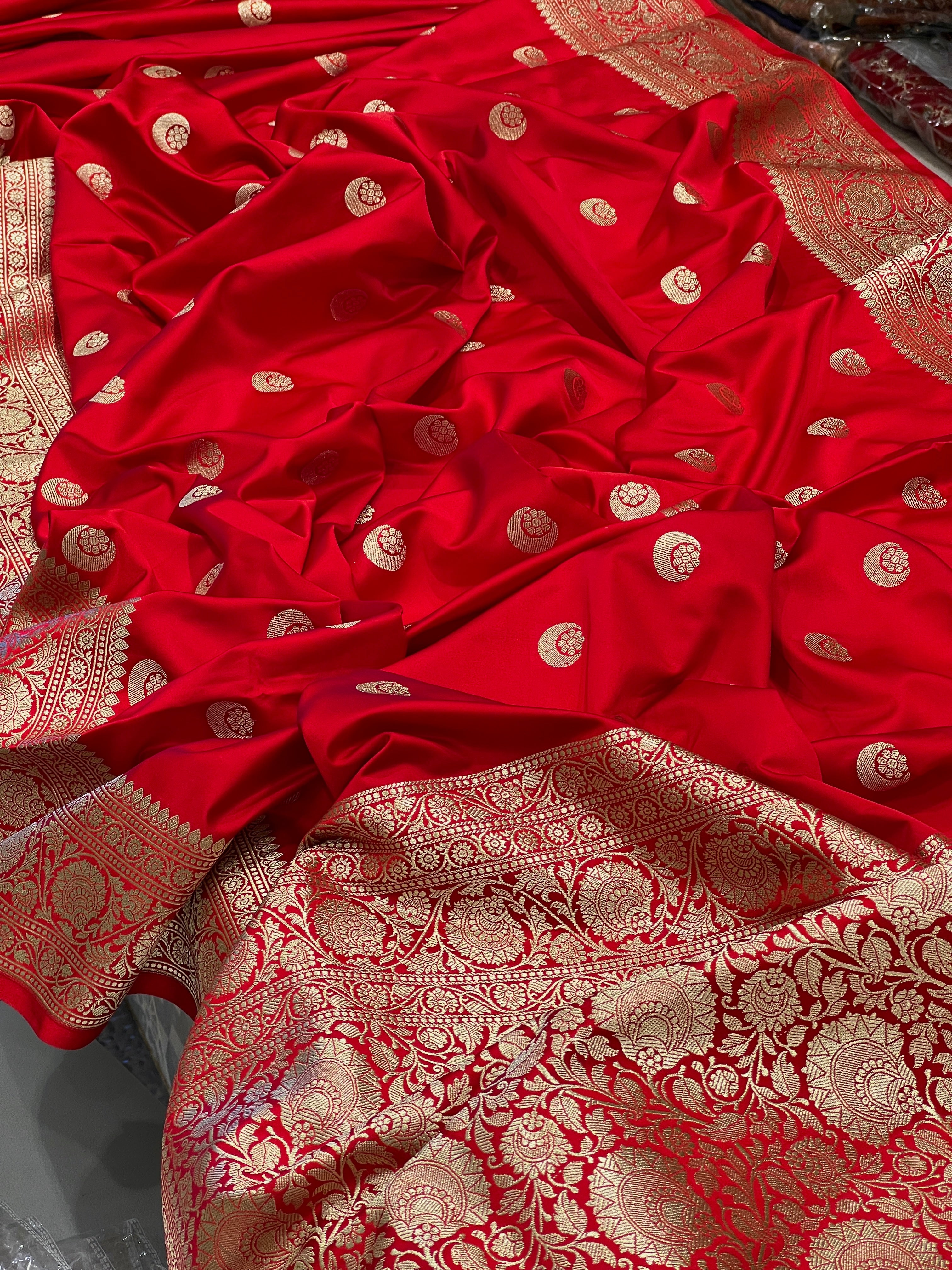 Red Banarasi Chand Butti Saree