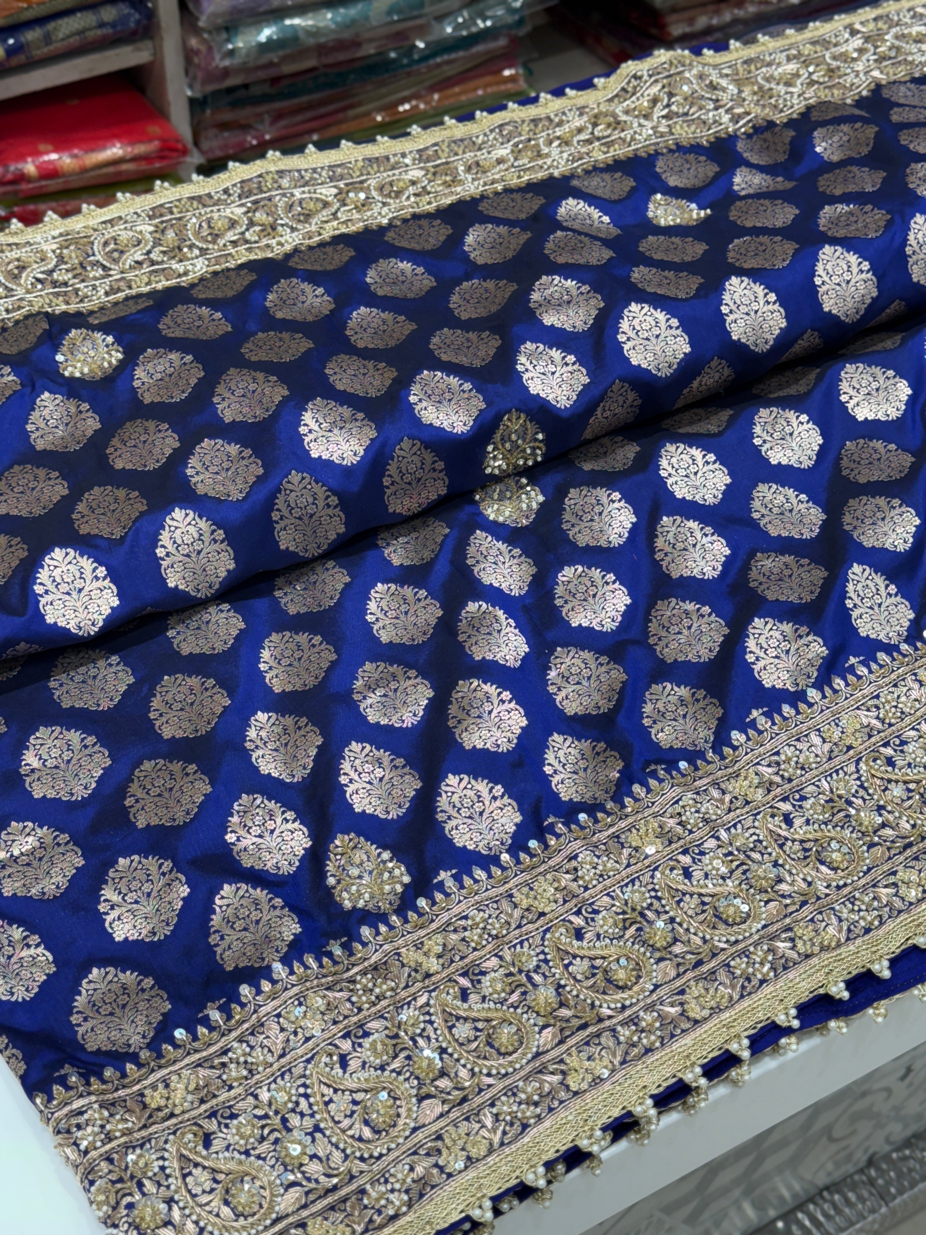 Blue Katan Zardosi Banarasi Saree